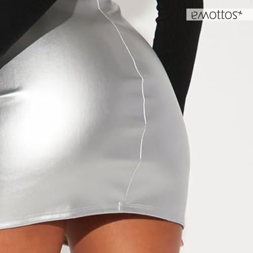 Falda Corta de Color Metalizado para Mujer