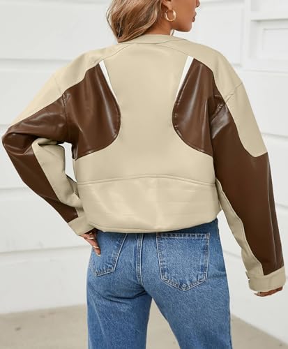 EBXN Womens Faux Leather Bomber Jackets