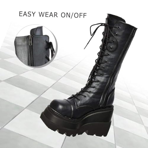 EBXN Womens High Platform Mid Calf