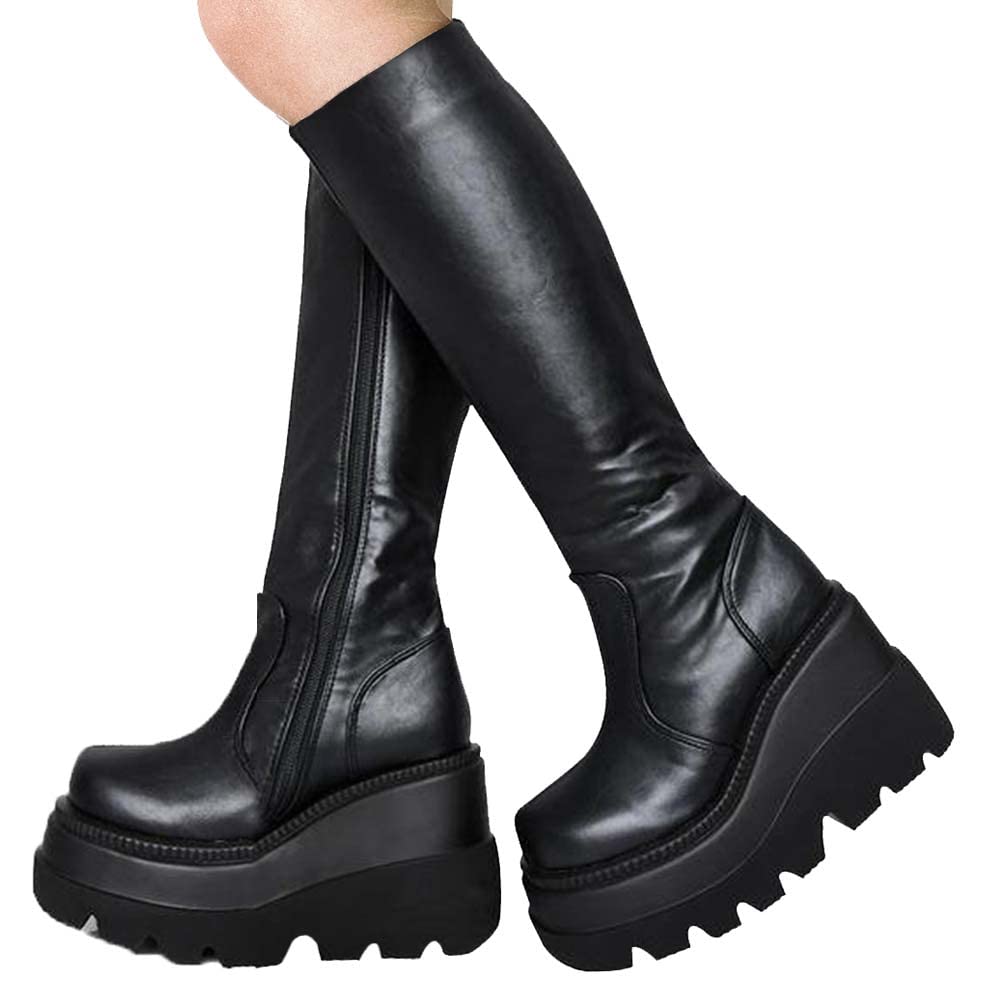 EBXN Womens High Platform Mid Calf