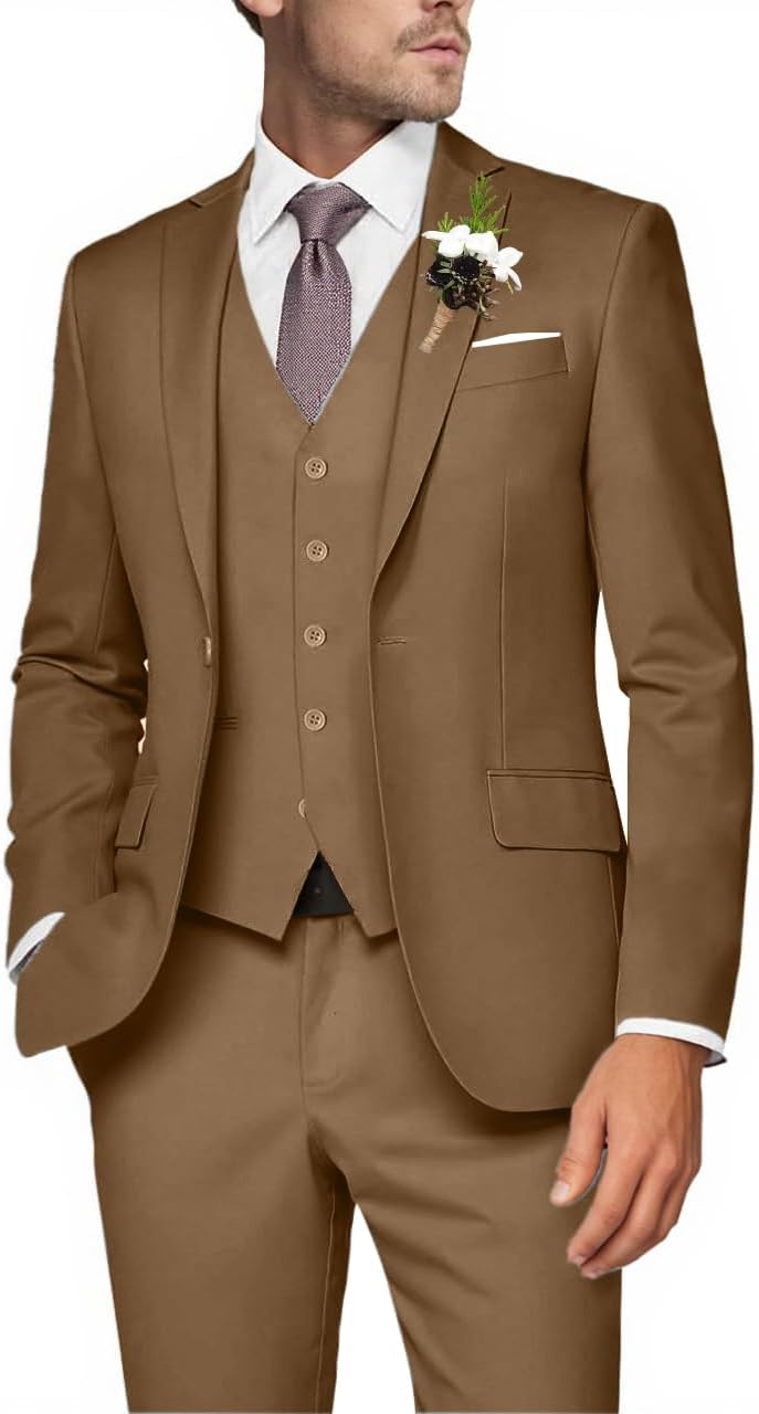 eBexxin - Mens 3 Piece Fit Suit Set
