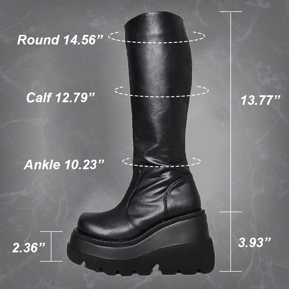 EBXN Womens High Platform Mid Calf