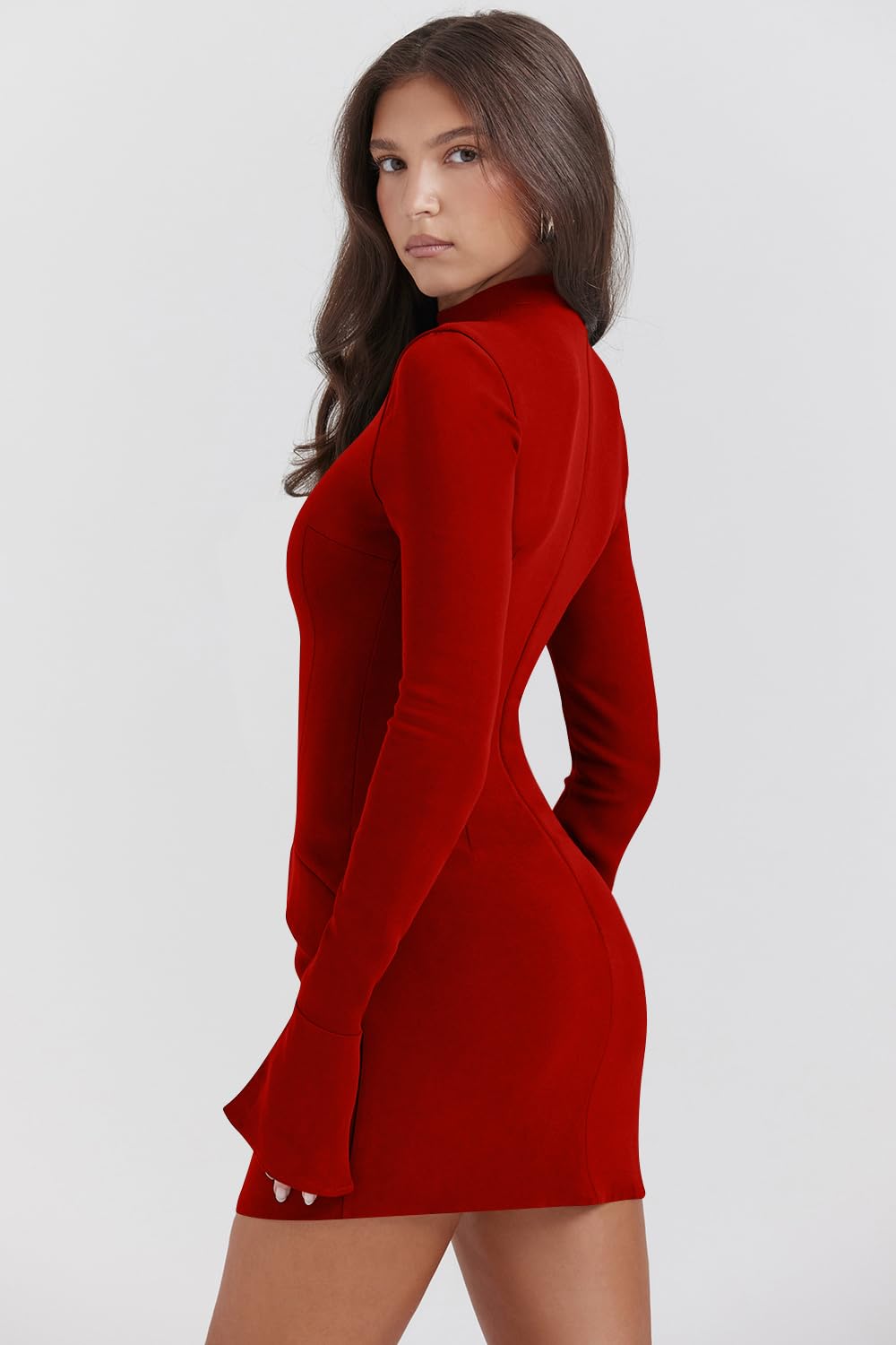 EBXN Women's Long Sleeve Mock Turtle Neck