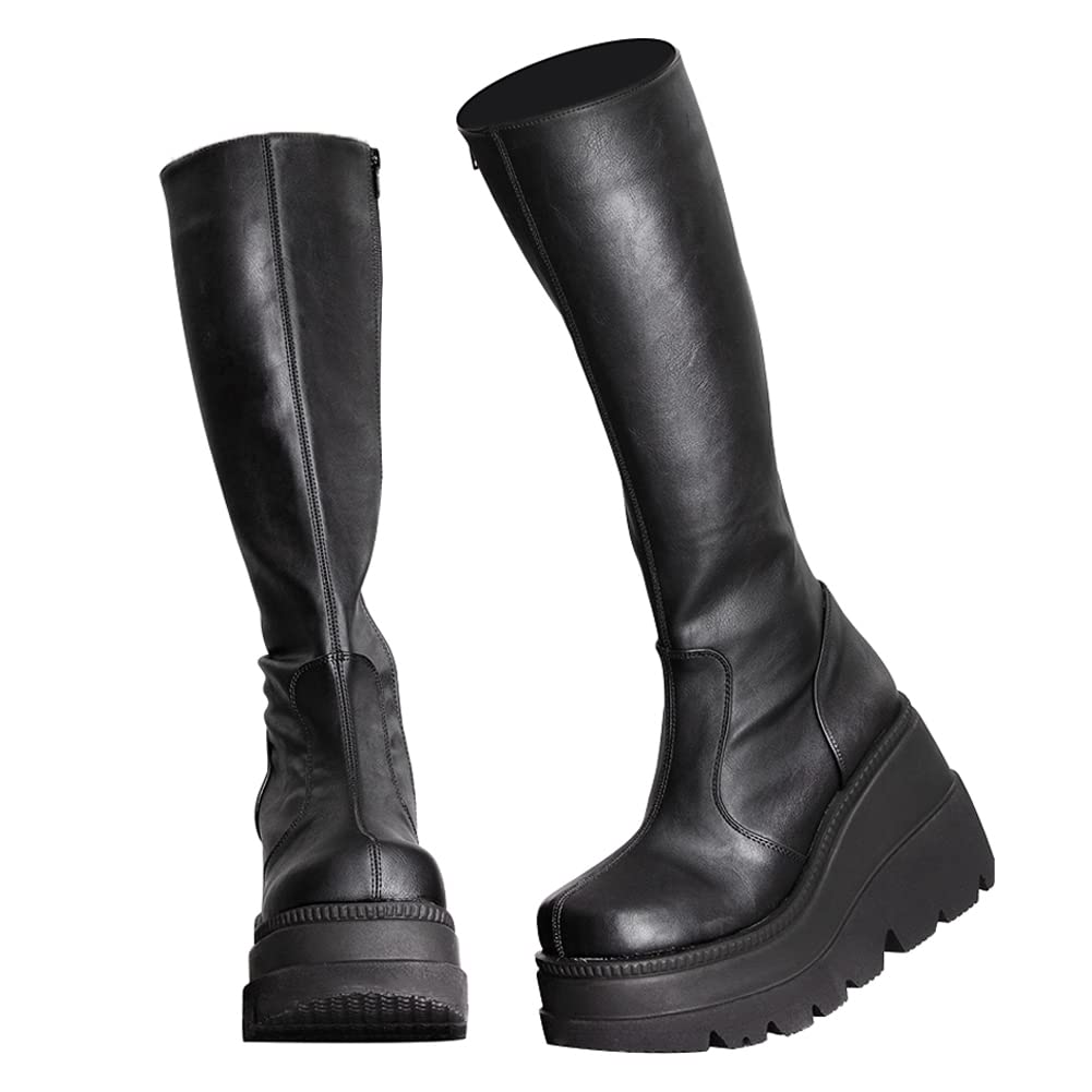 EBXN Womens High Platform Mid Calf