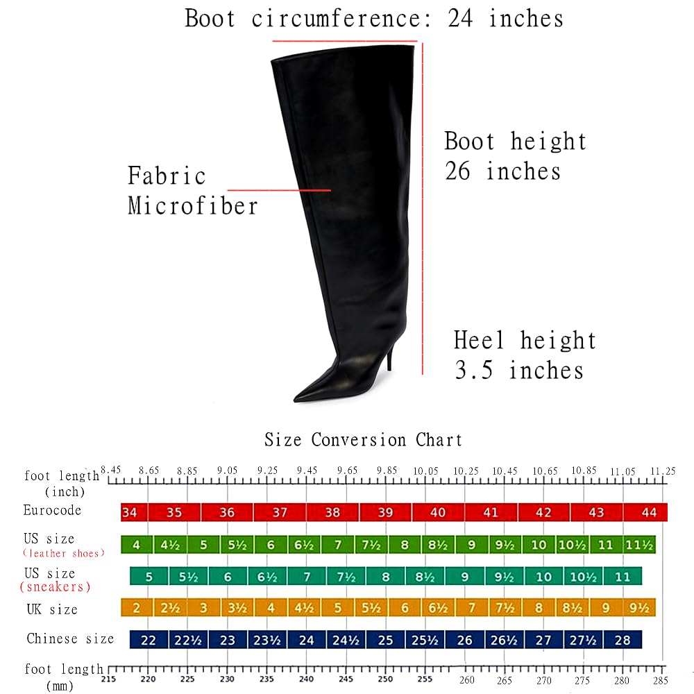 EBXN Women's Wide Calf Thigh Knee High Heel Boots