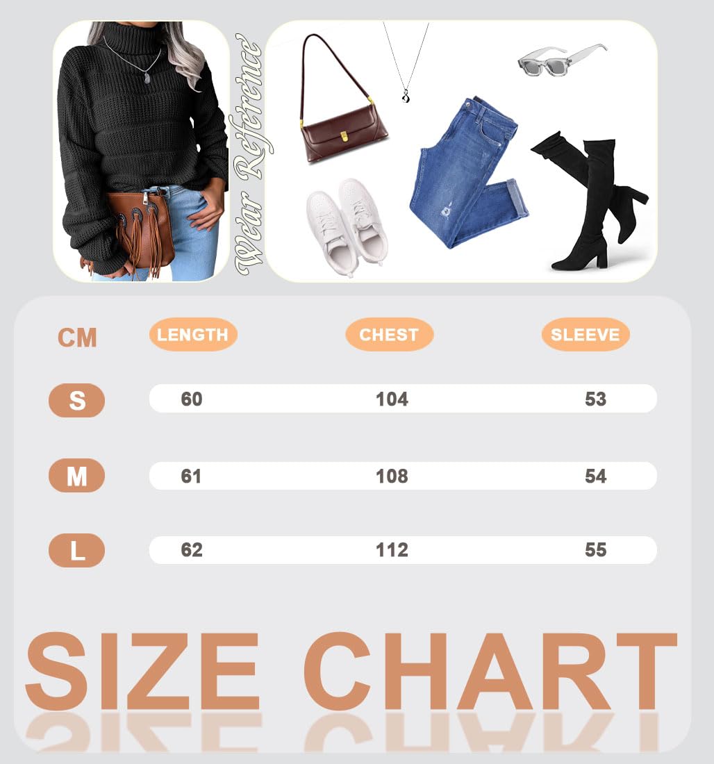 EBXN Jersey Mujer Invierno Cuello Alto Manga Larga