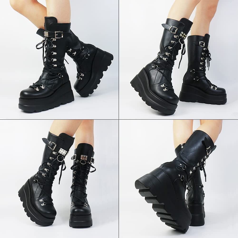 EBXN Womens High Platform Mid Calf