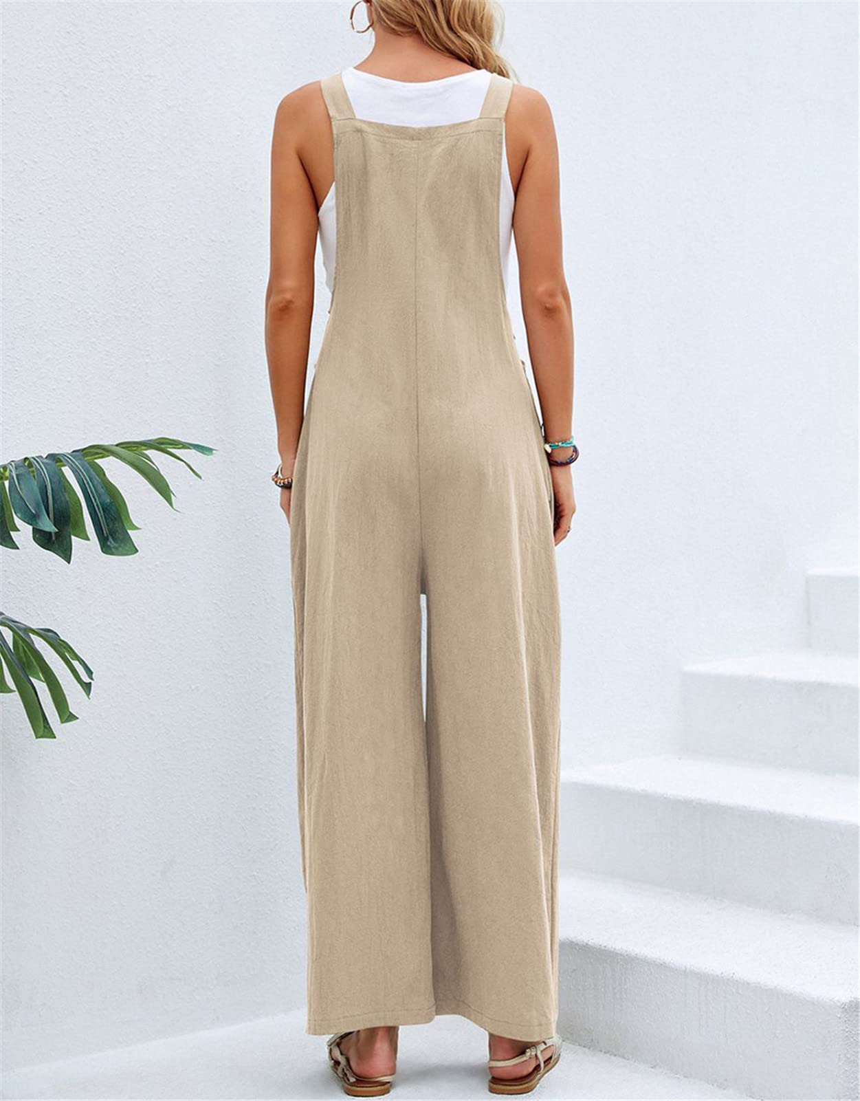EBXN Mono de pierna ancha con bolsillo para mujer