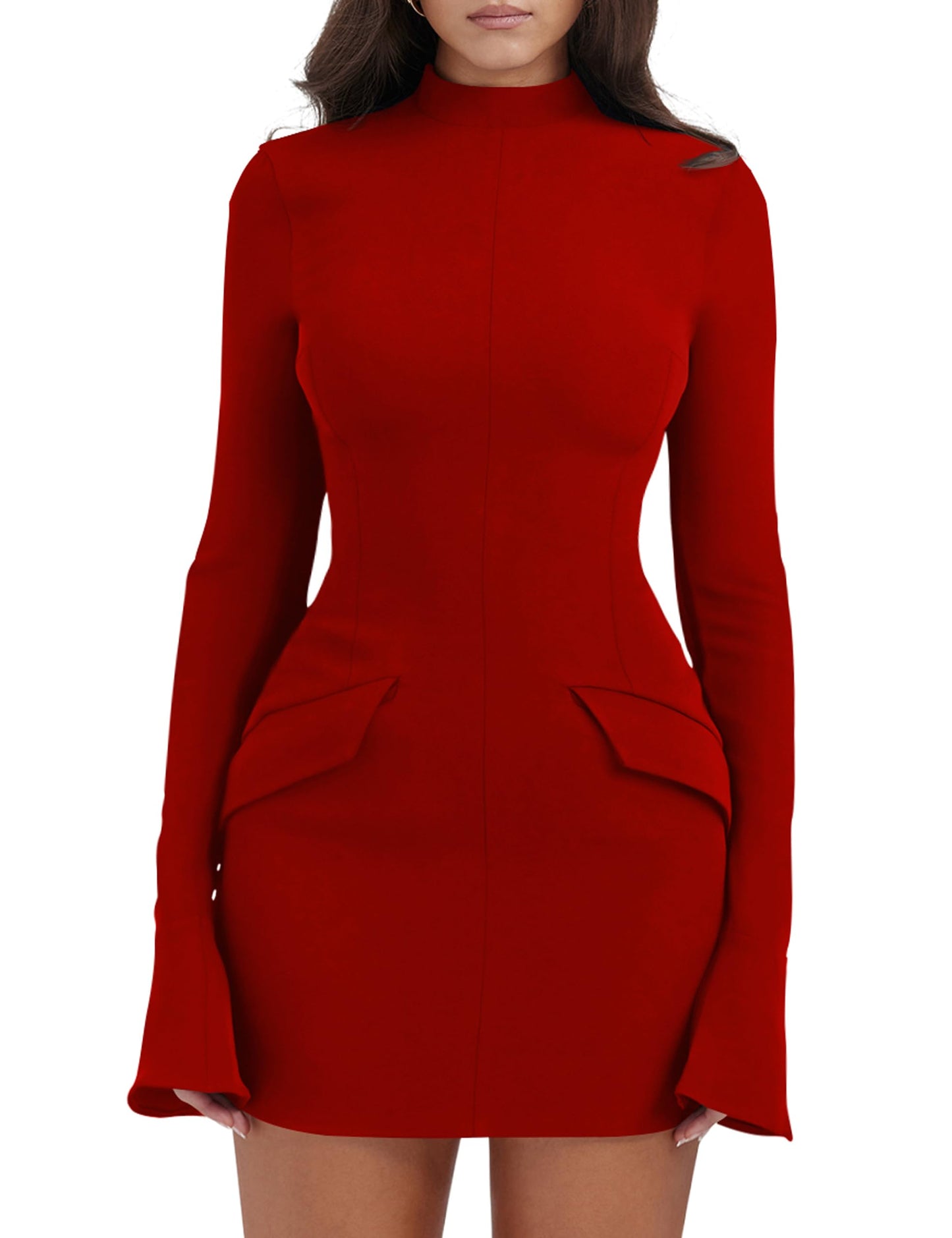 EBXN Women's Long Sleeve Mock Turtle Neck