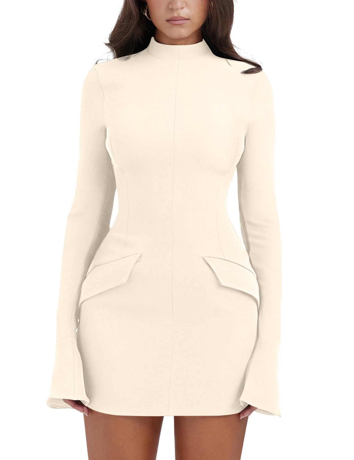 EBXN Women's Long Sleeve Mock Turtle Neck