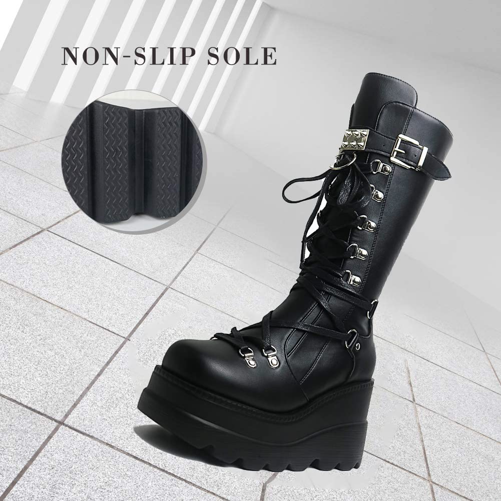 EBXN Womens High Platform Mid Calf