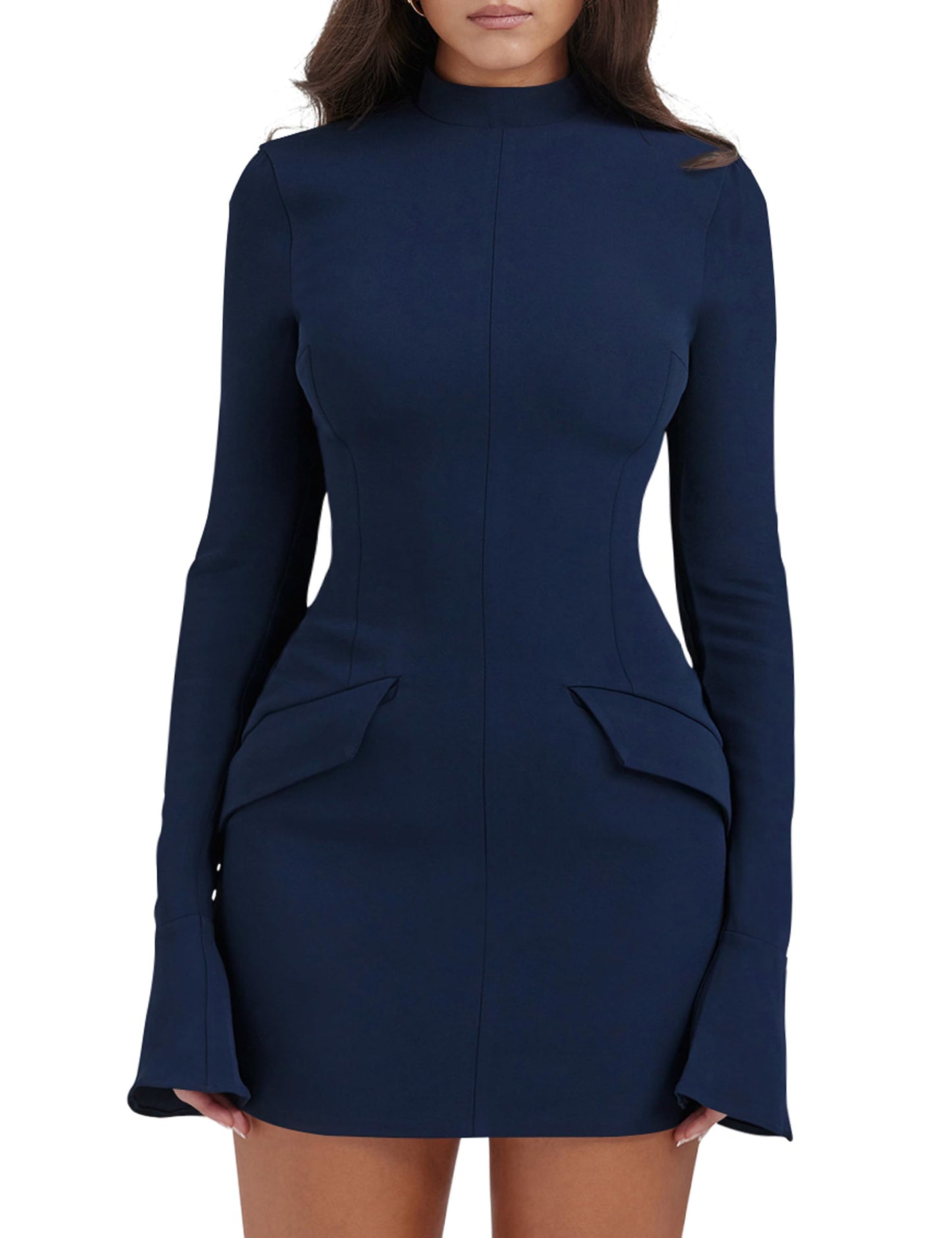 EBXN Women's Long Sleeve Mock Turtle Neck