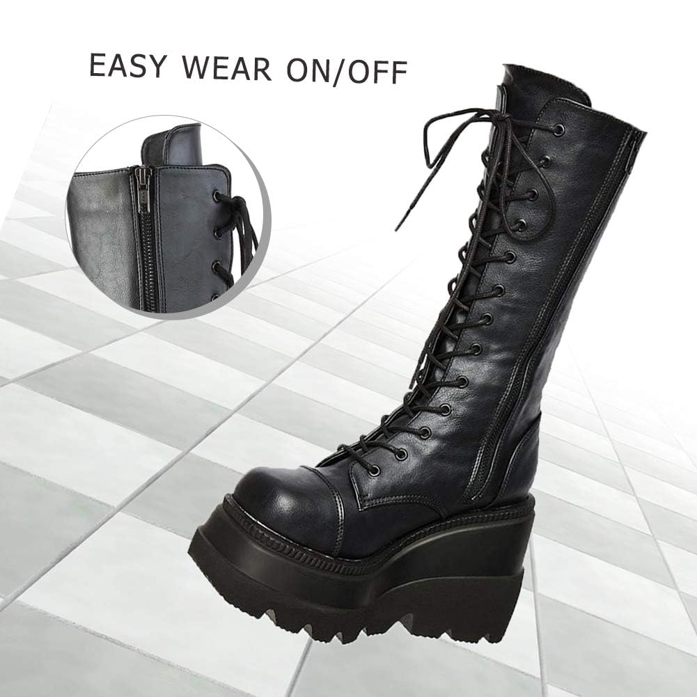 EBXN Womens High Platform Mid Calf