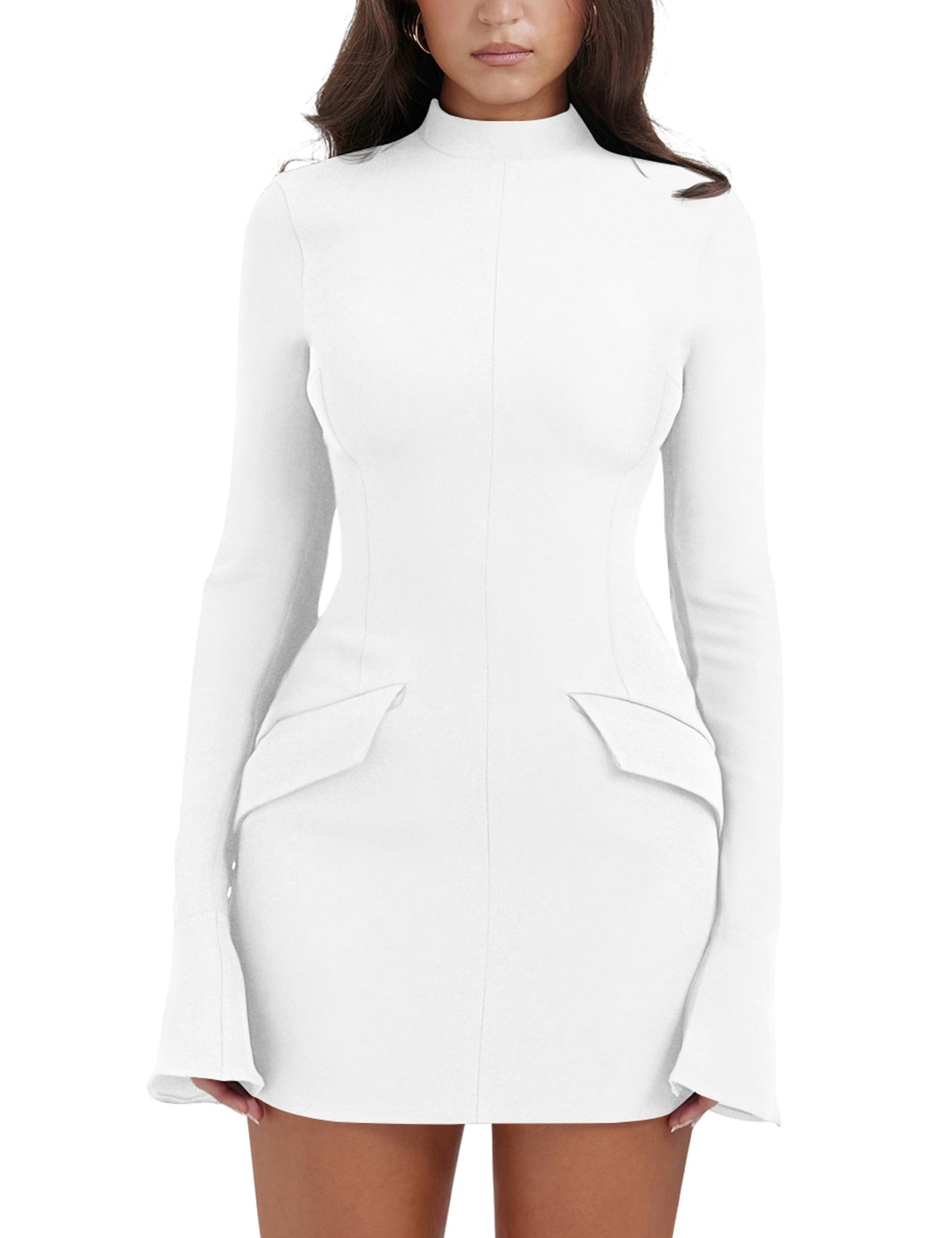 EBXN Women's Long Sleeve Mock Turtle Neck