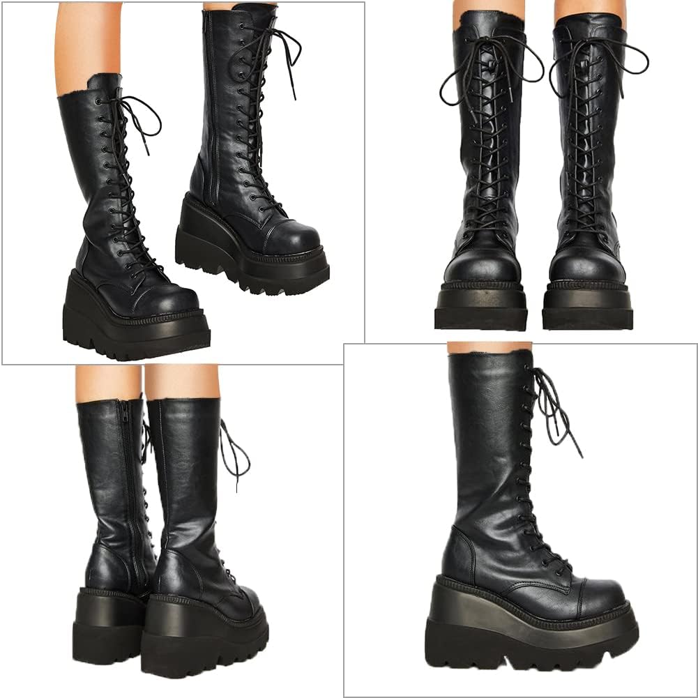 EBXN Womens High Platform Mid Calf
