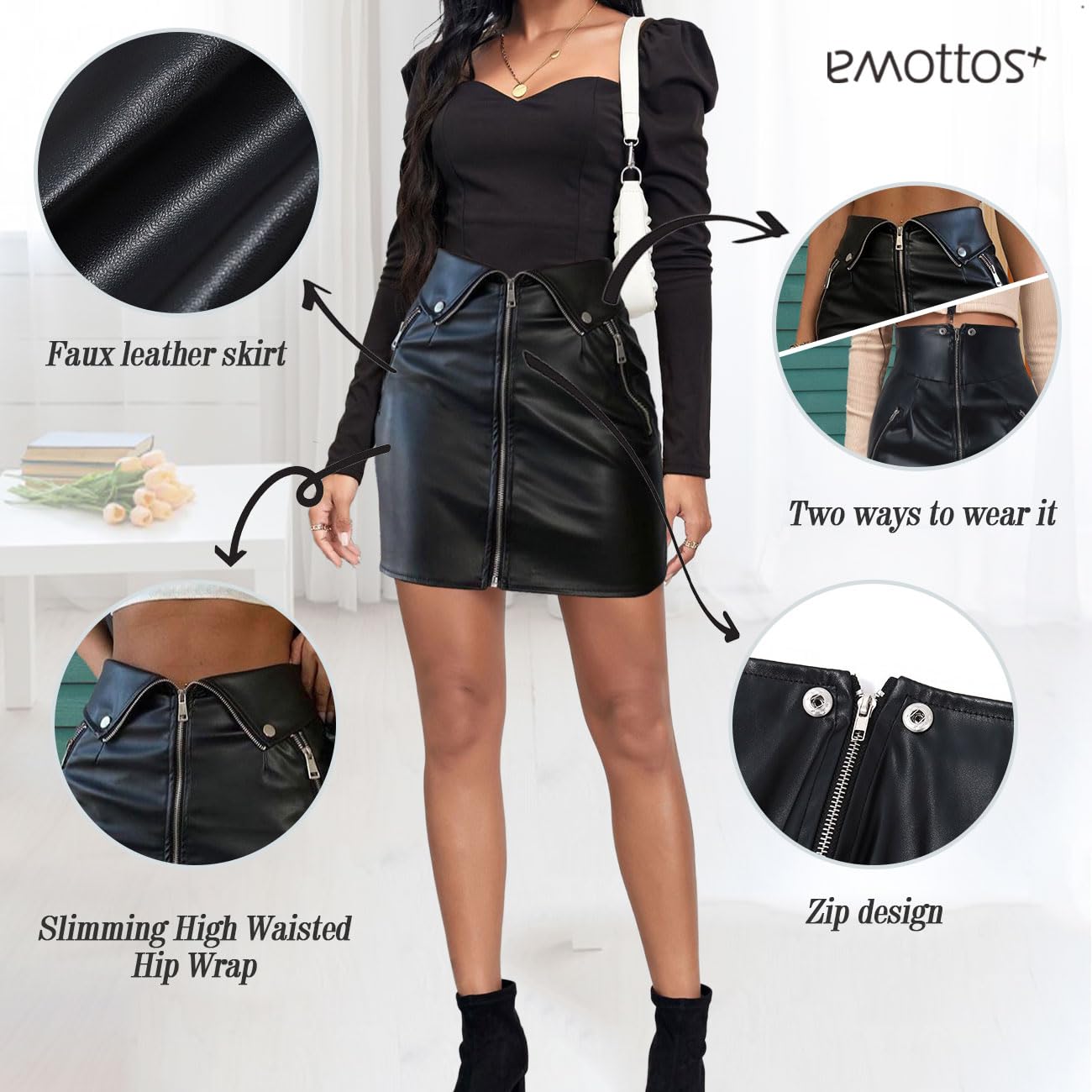 Cremallera Elástico Falda Mini