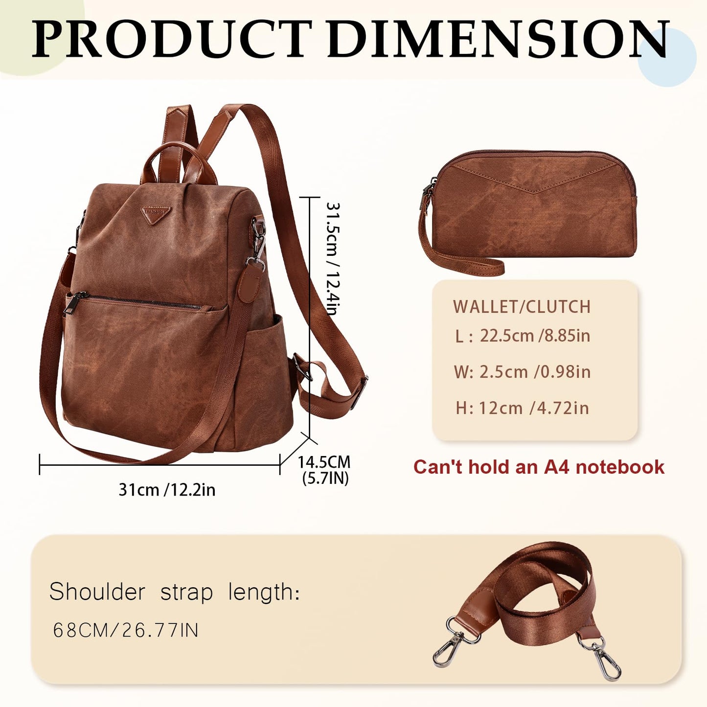 EBXN Mochila de Cuero PU
