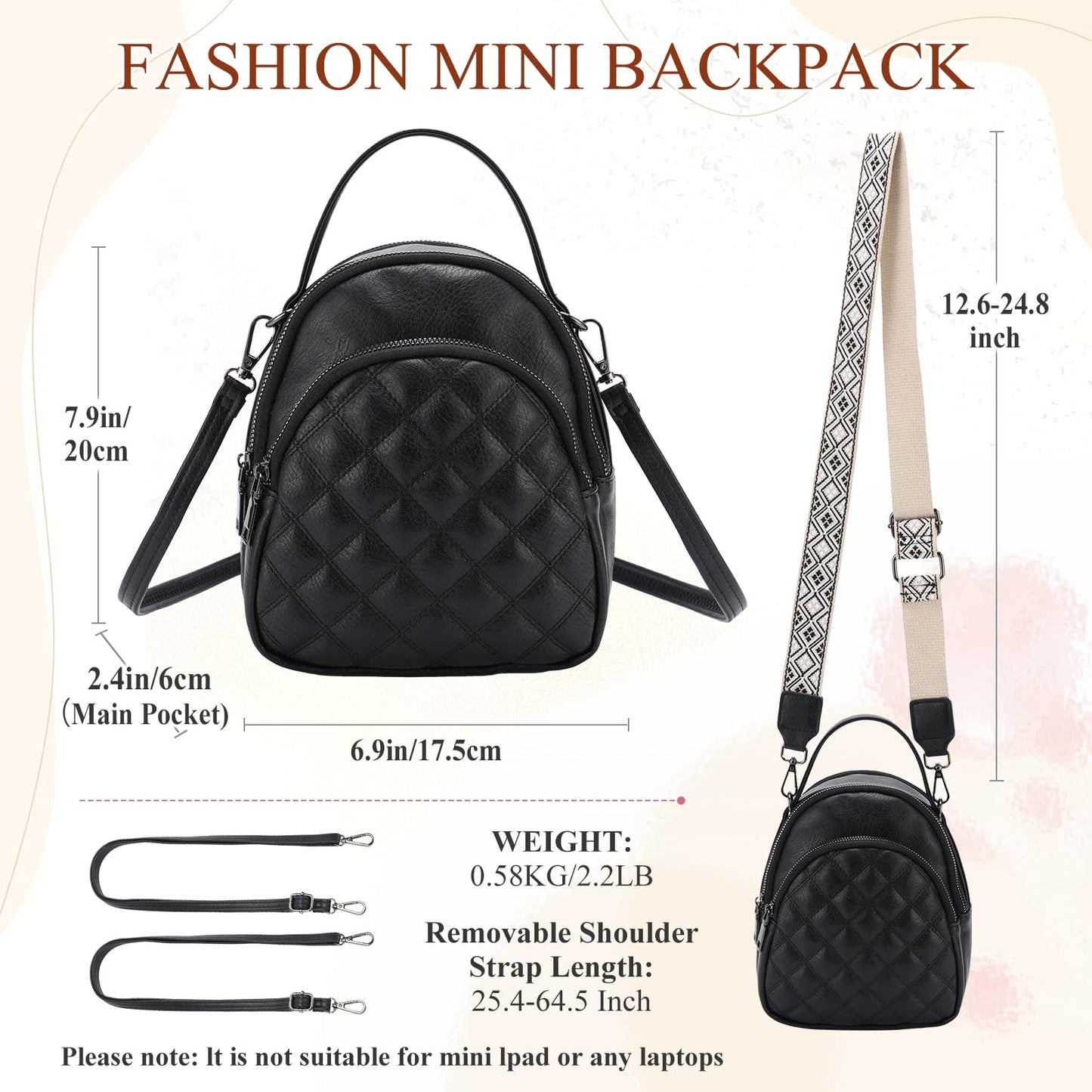 EBXN Mini Mochila de Cuero PU
