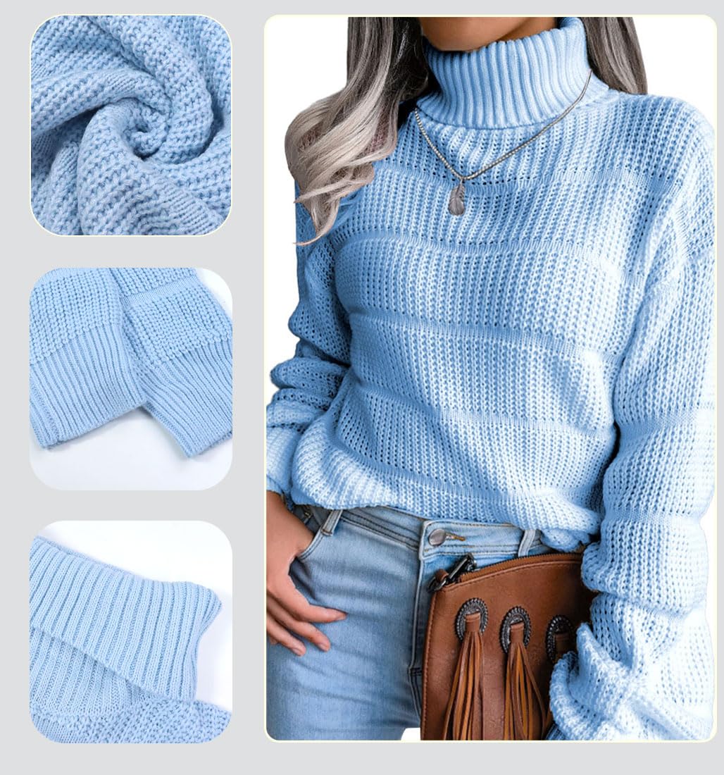 EBXN Jersey Mujer Invierno Cuello Alto Manga Larga