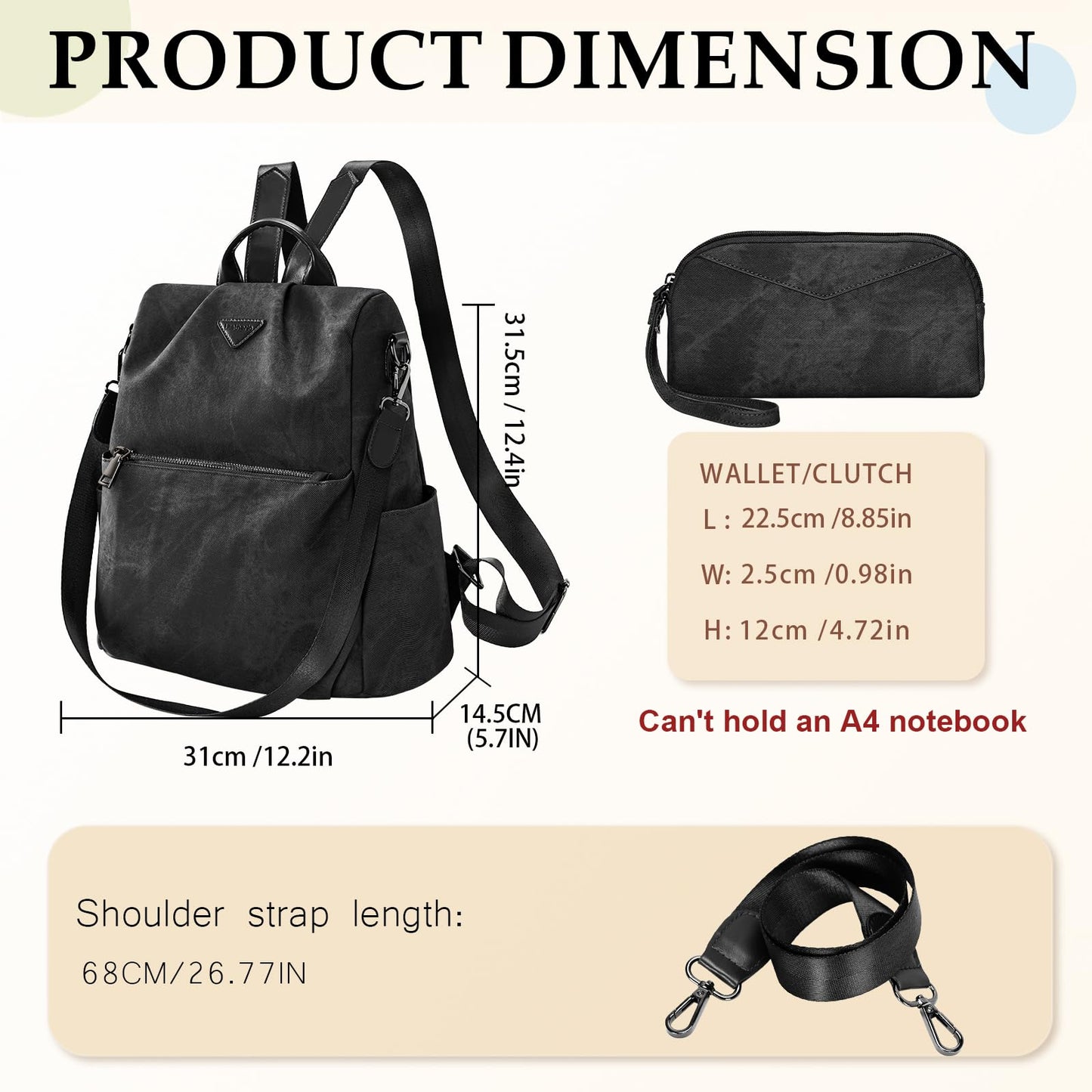 EBXN Mochila de Cuero PU
