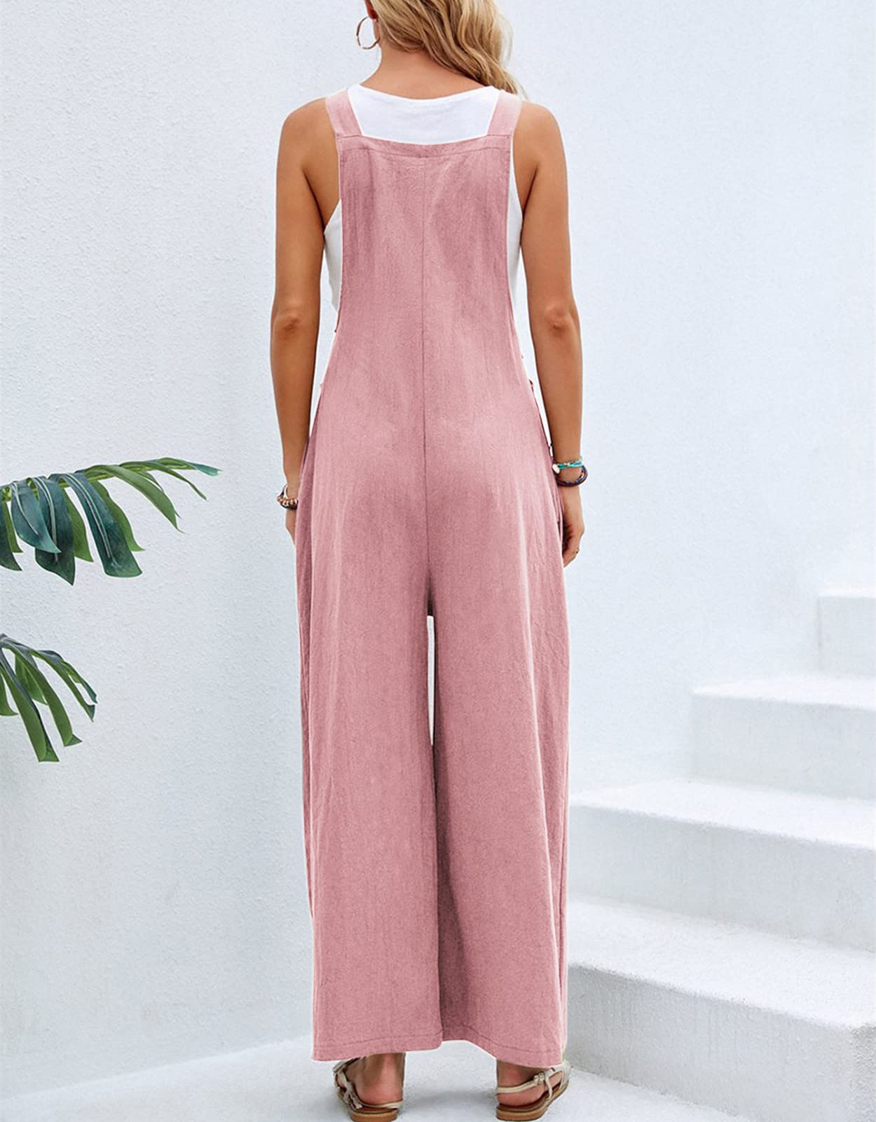 EBXN Mono de pierna ancha con bolsillo para mujer