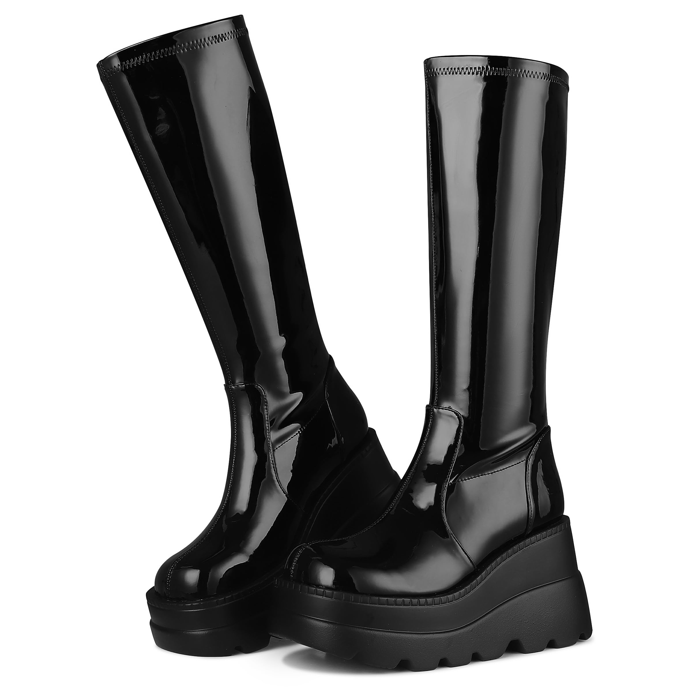 EBXN Womens High Platform Mid Calf