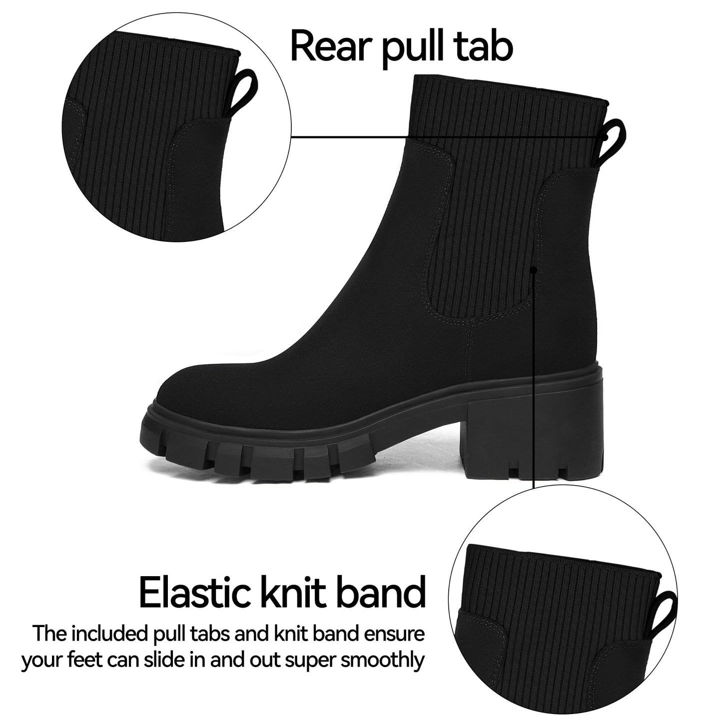 EBXN Women's Chelsea Boots Fashion Slip