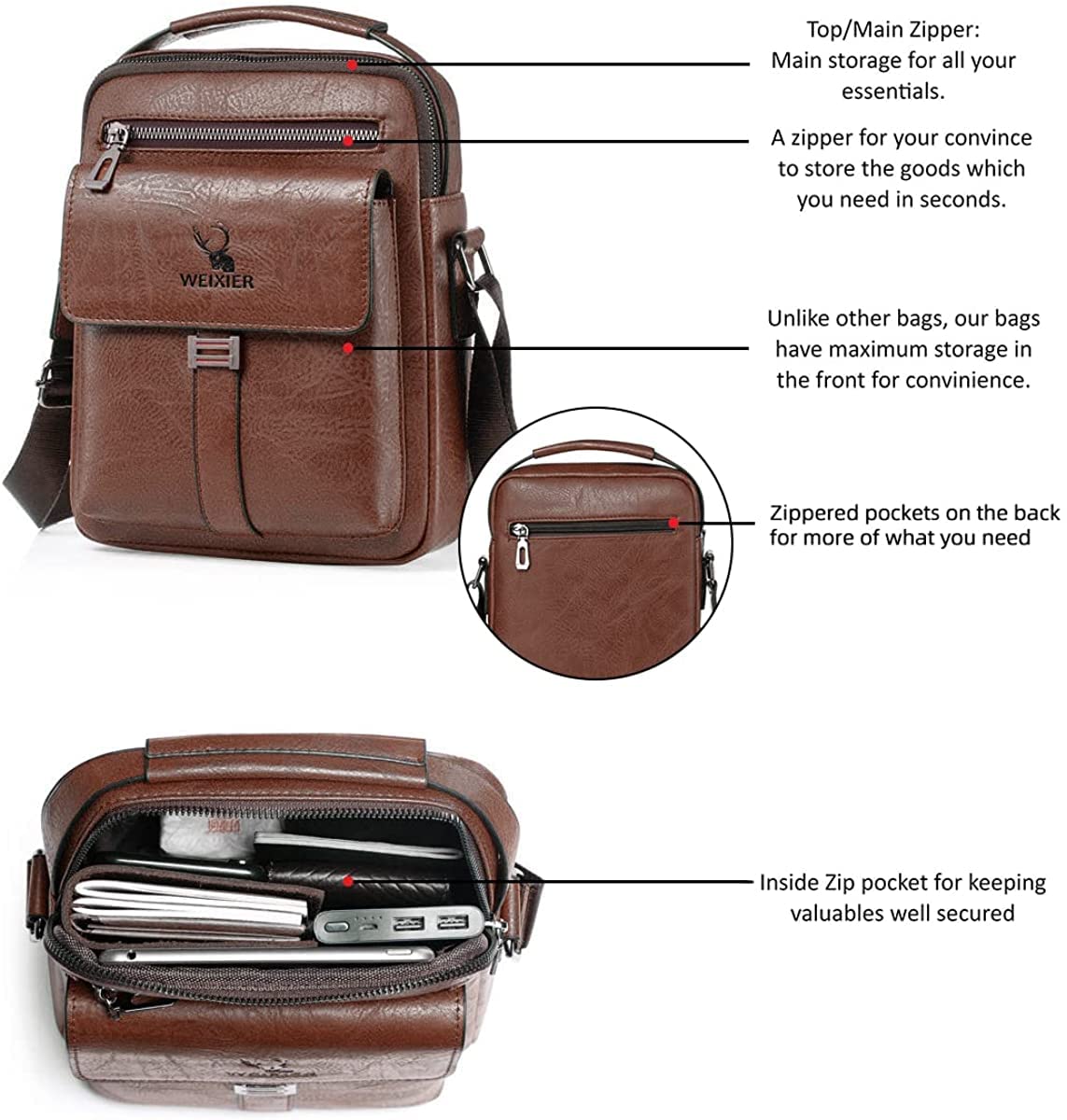 EBXN - Bolsos Bandolera para Hombre