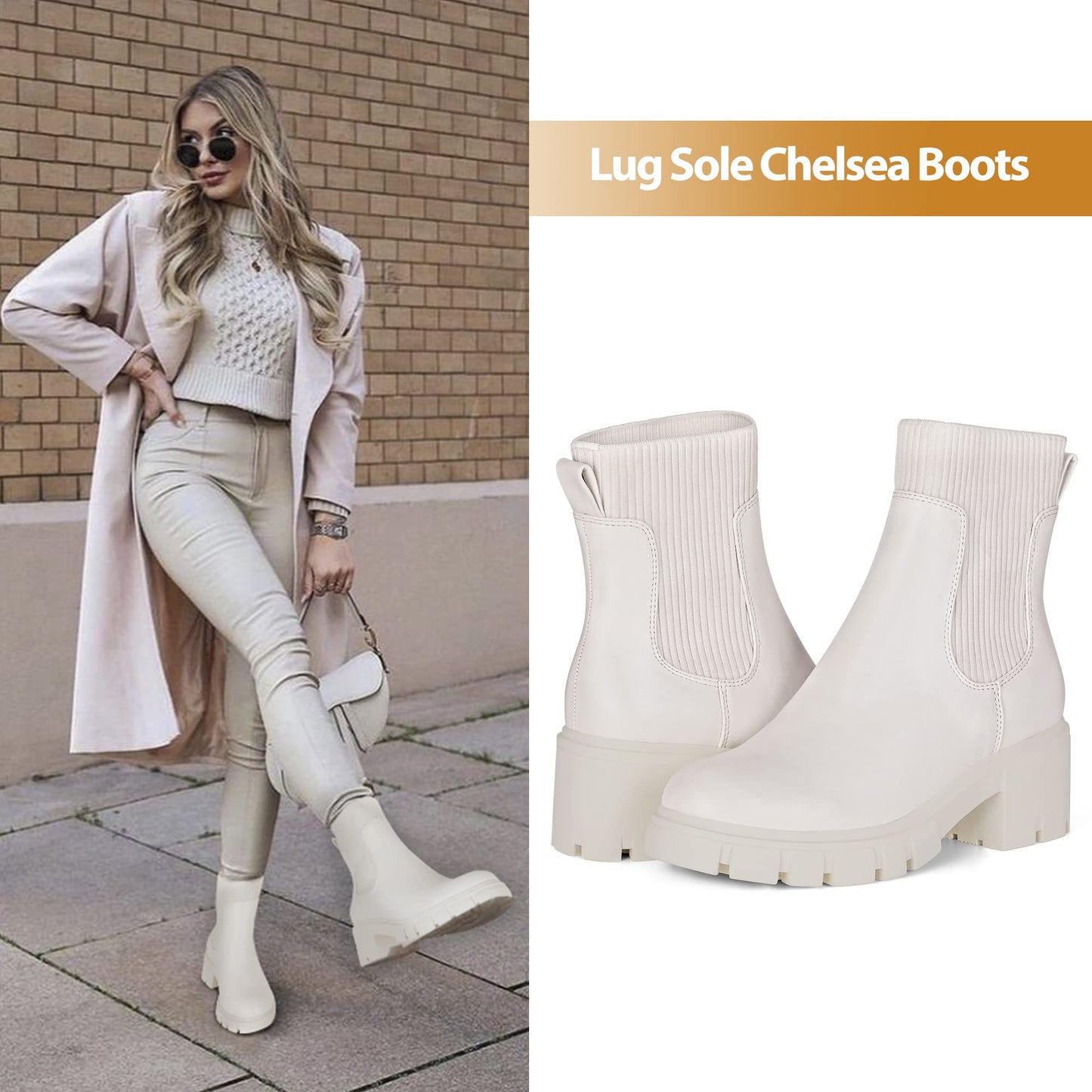 EBXN Women's Chelsea Boots Fashion Slip