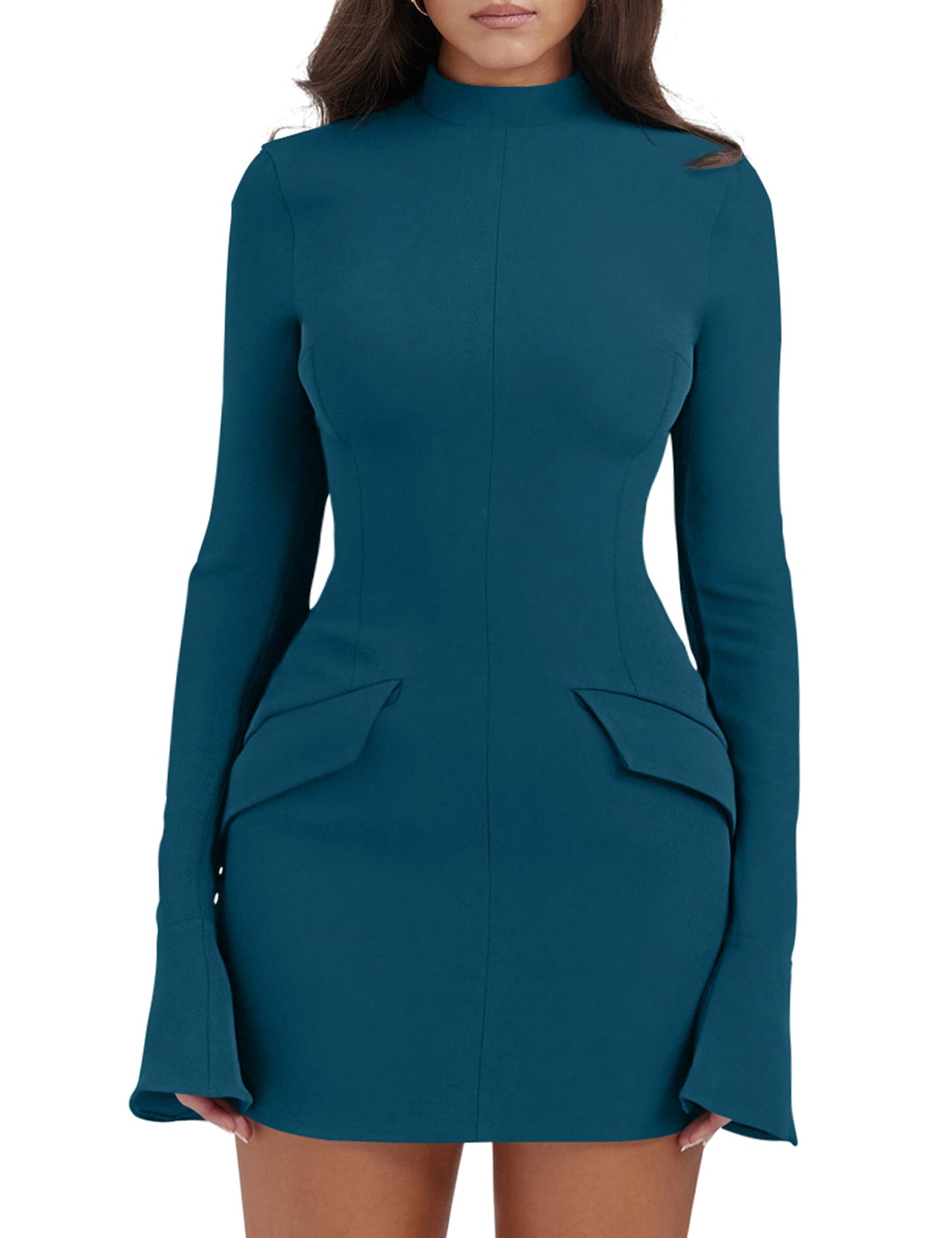 EBXN Women's Long Sleeve Mock Turtle Neck