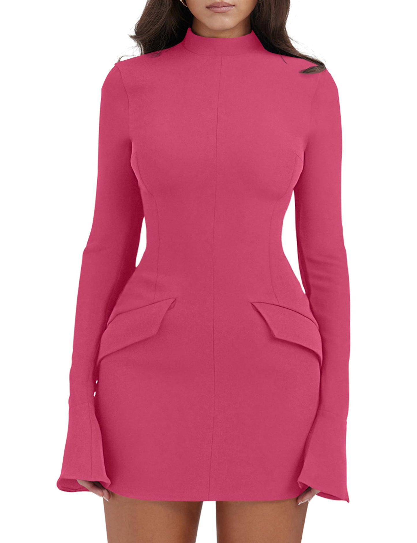 EBXN Women's Long Sleeve Mock Turtle Neck