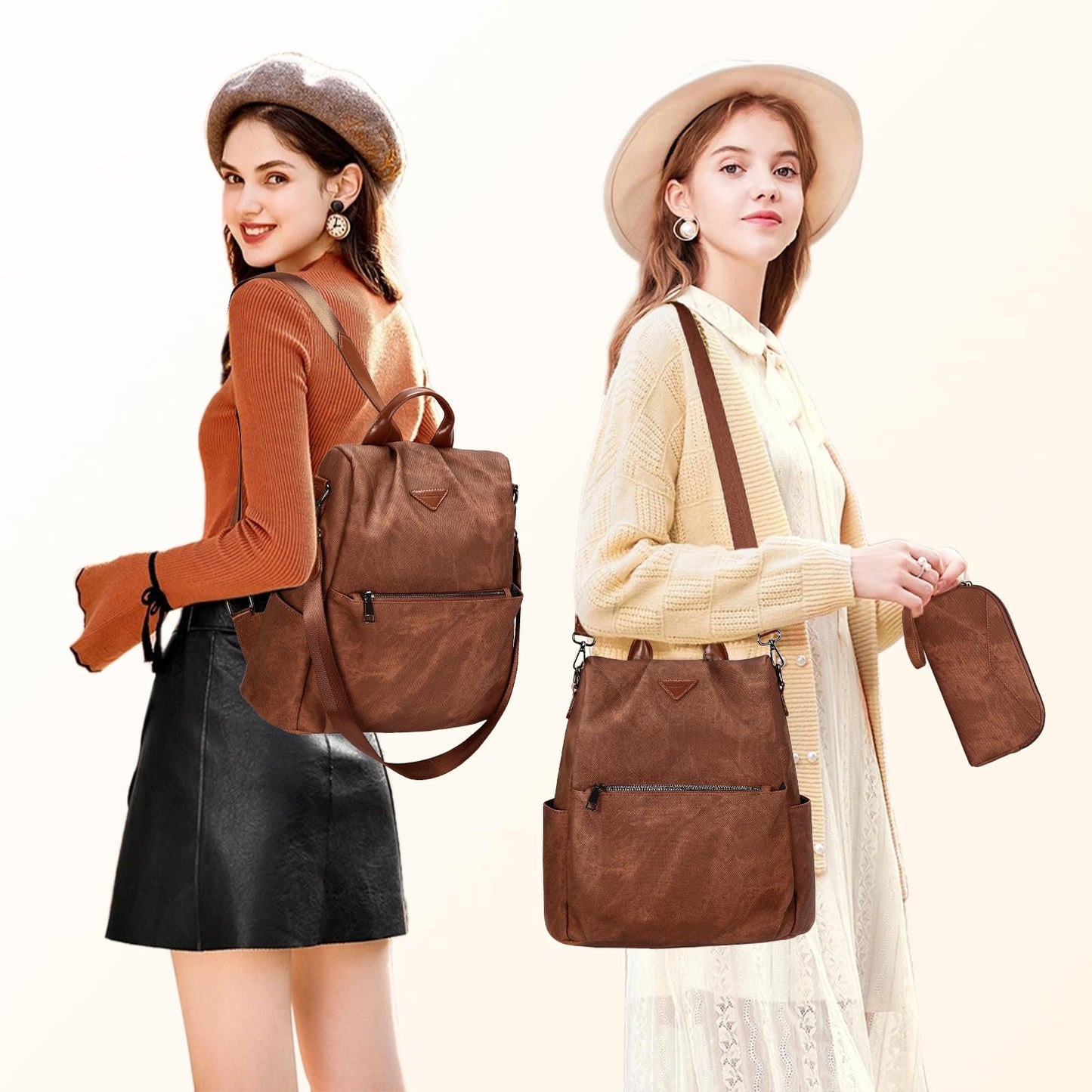 EBXN Mochila de Cuero PU