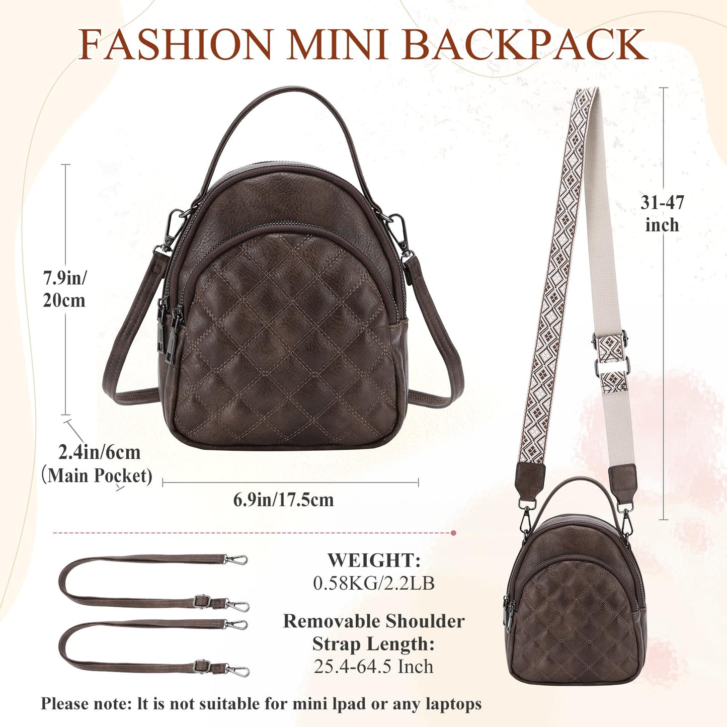EBXN Mini Mochila de Cuero PU