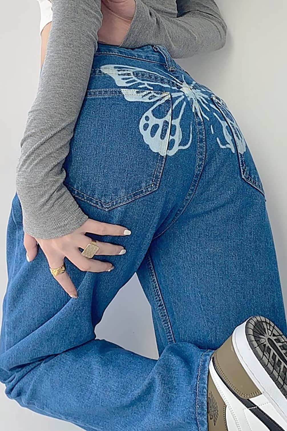EBXN Tiro Alto Wide Rectos Jeans