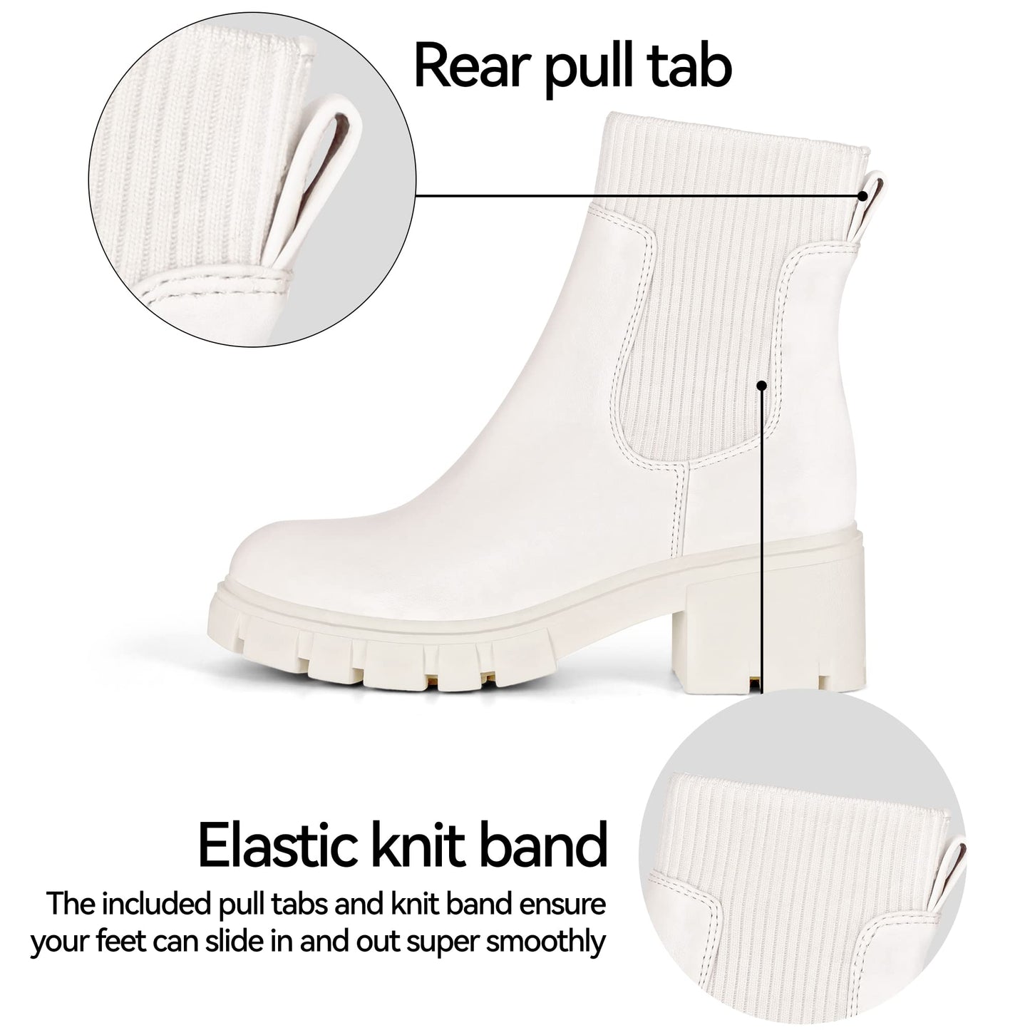 EBXN Women's Chelsea Boots Fashion Slip