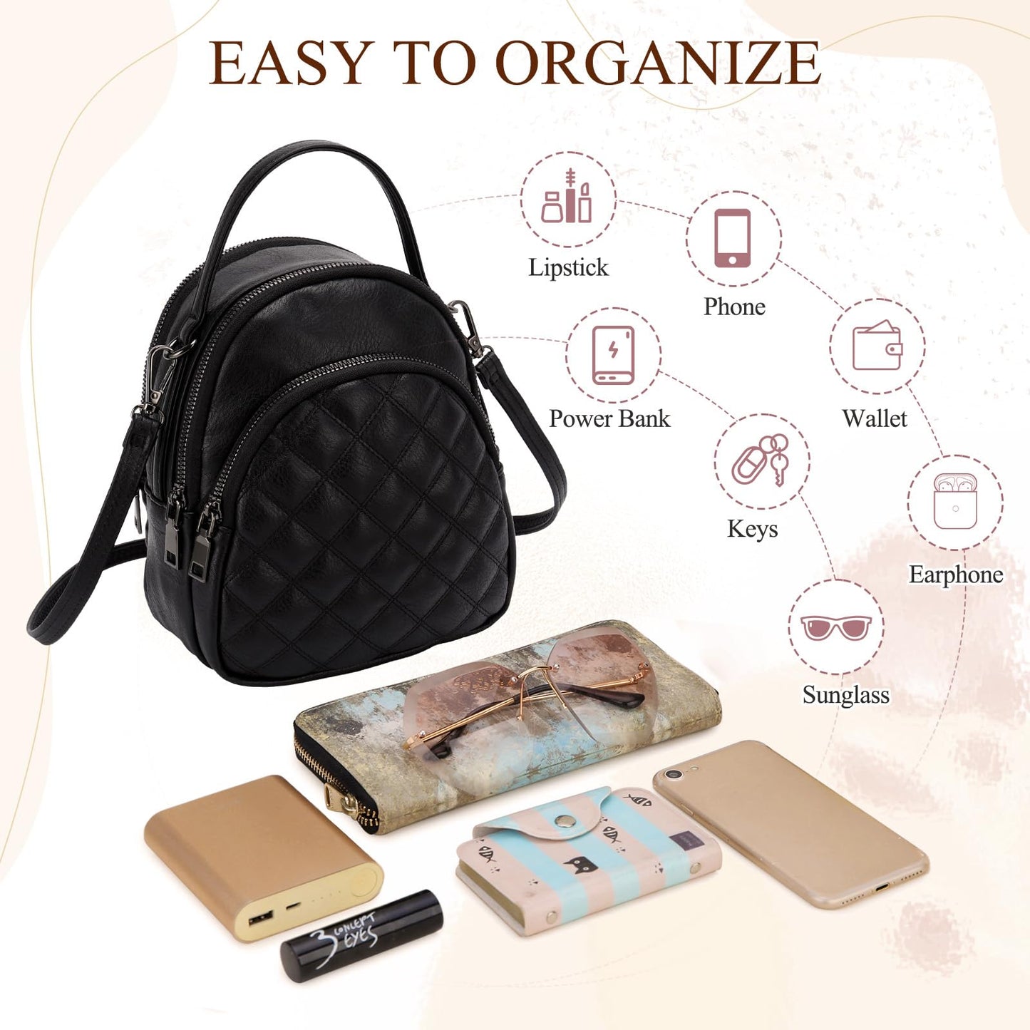 EBXN Mini Mochila de Cuero PU