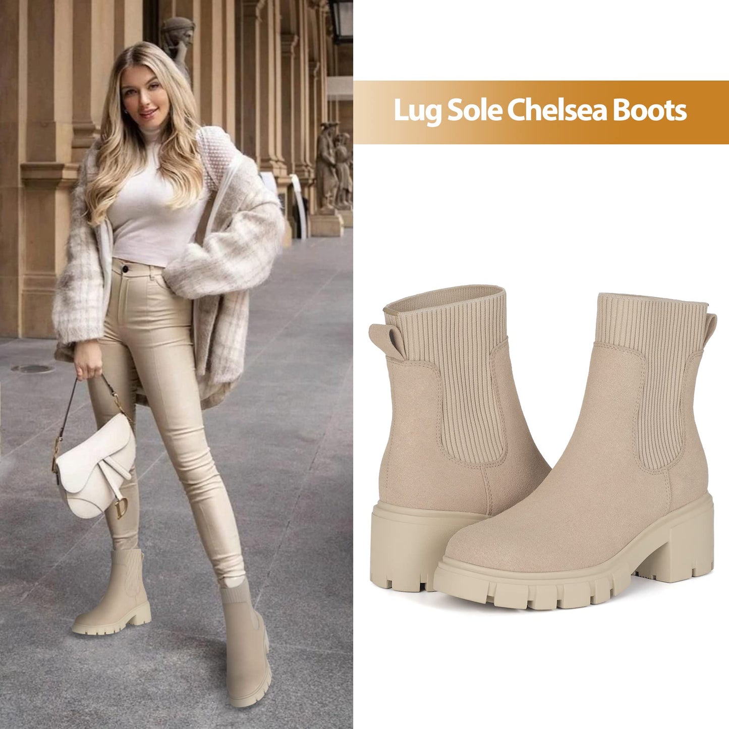 EBXN Women's Chelsea Boots Fashion Slip