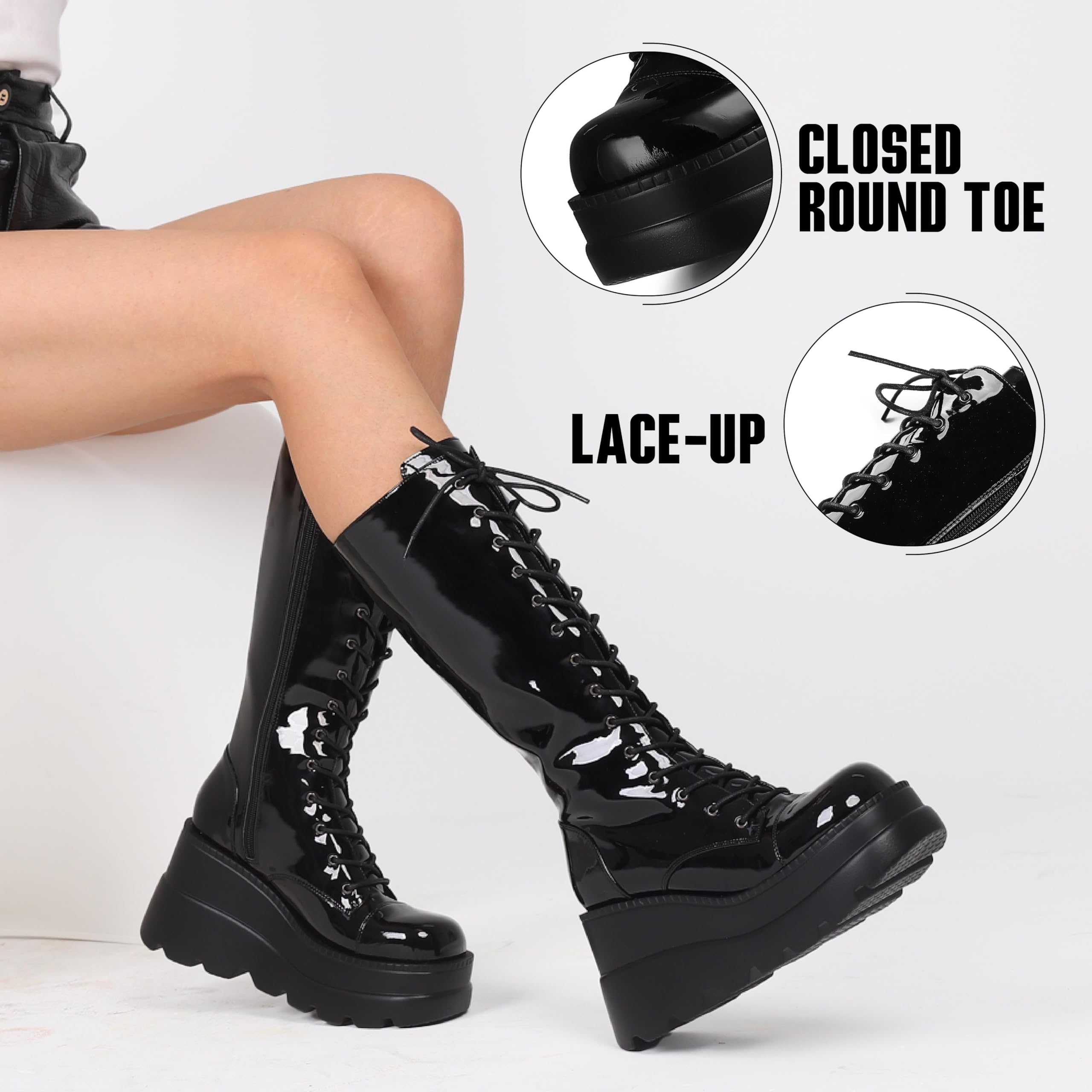 EBXN Womens High Platform Mid Calf