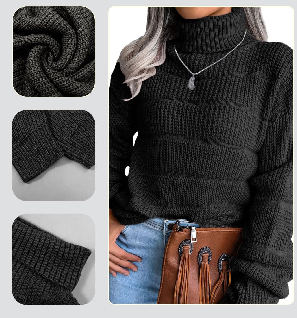 EBXN Jersey Mujer Invierno Cuello Alto Manga Larga