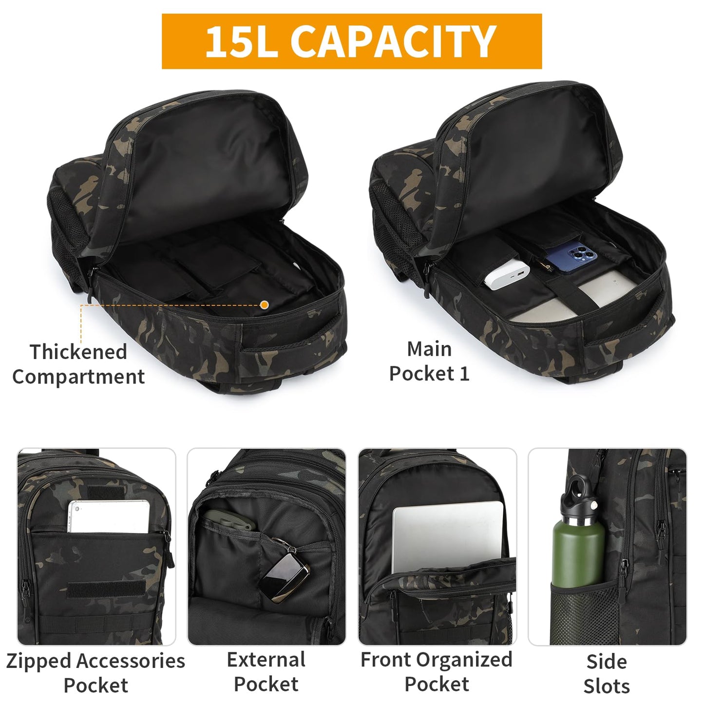EBXN Mochila Militar Pequeña 15L