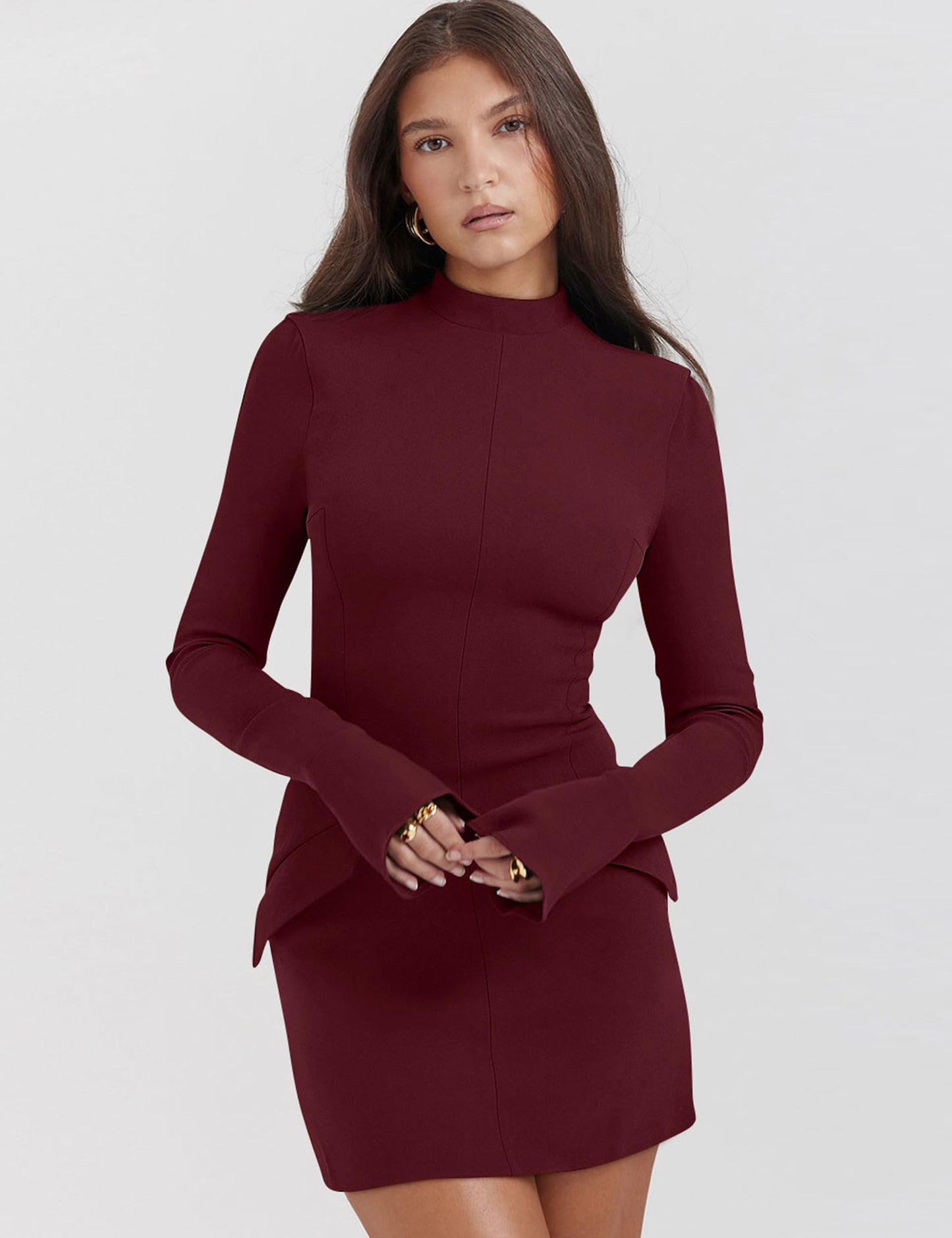 EBXN Women's Long Sleeve Mock Turtle Neck