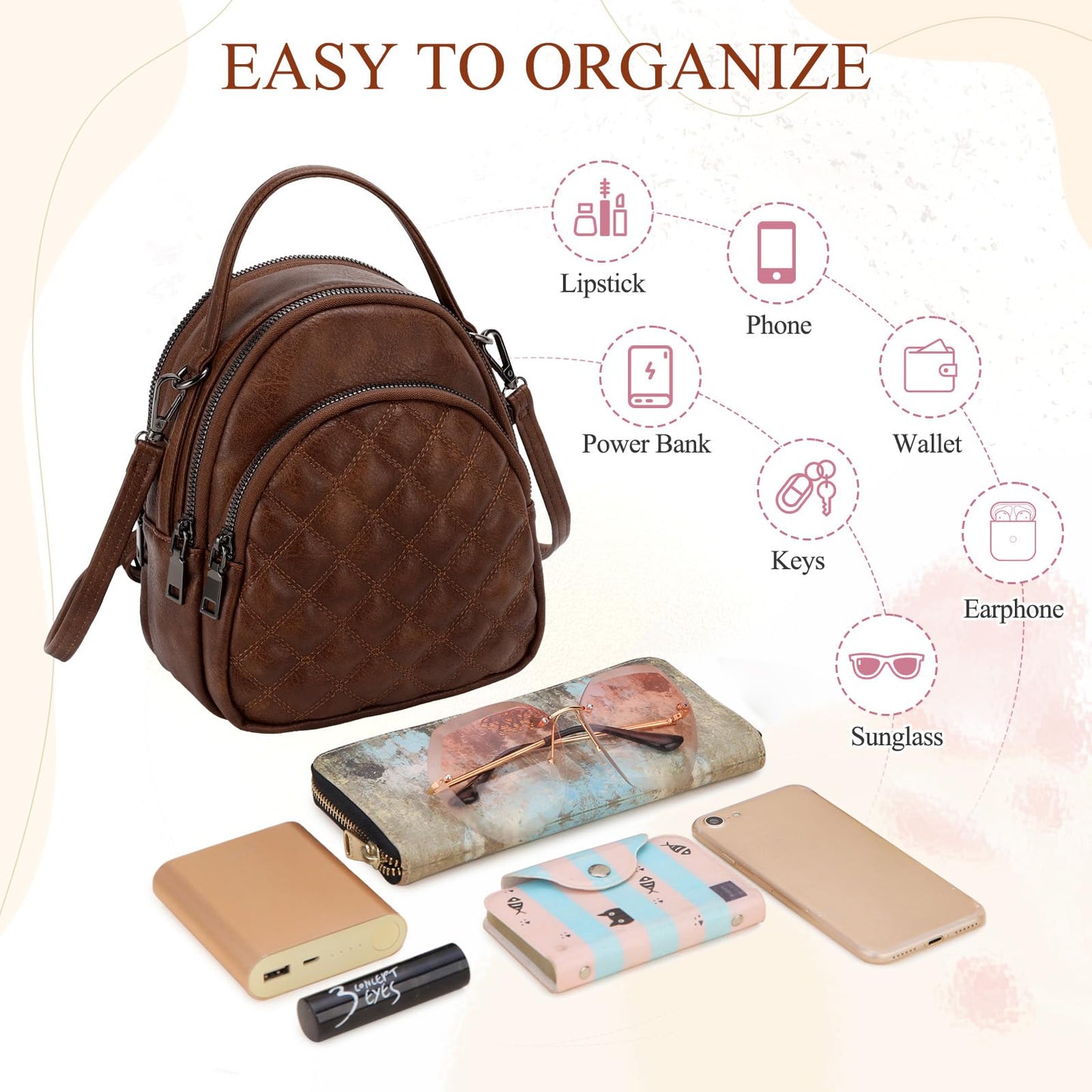 EBXN Mini Mochila de Cuero PU
