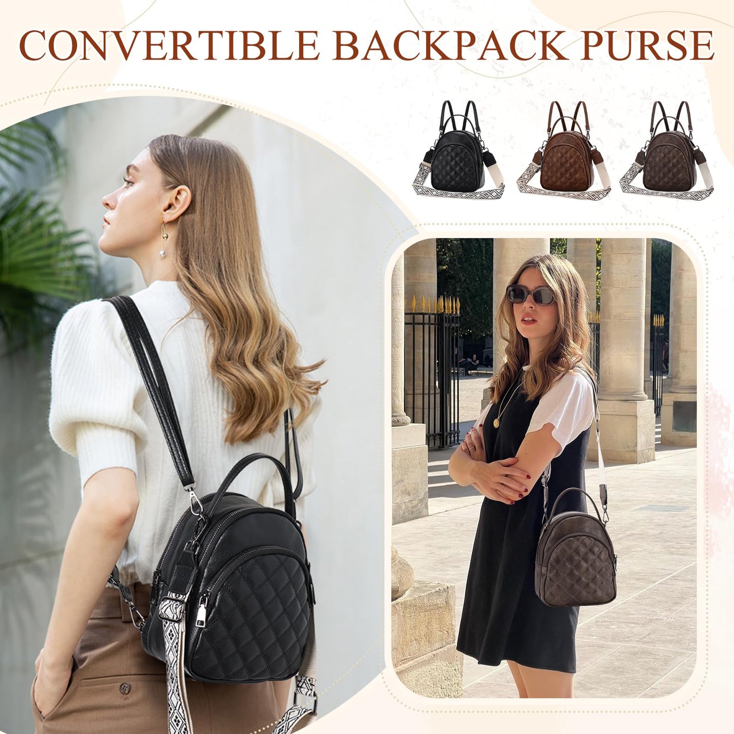 EBXN Mini Mochila de Cuero PU