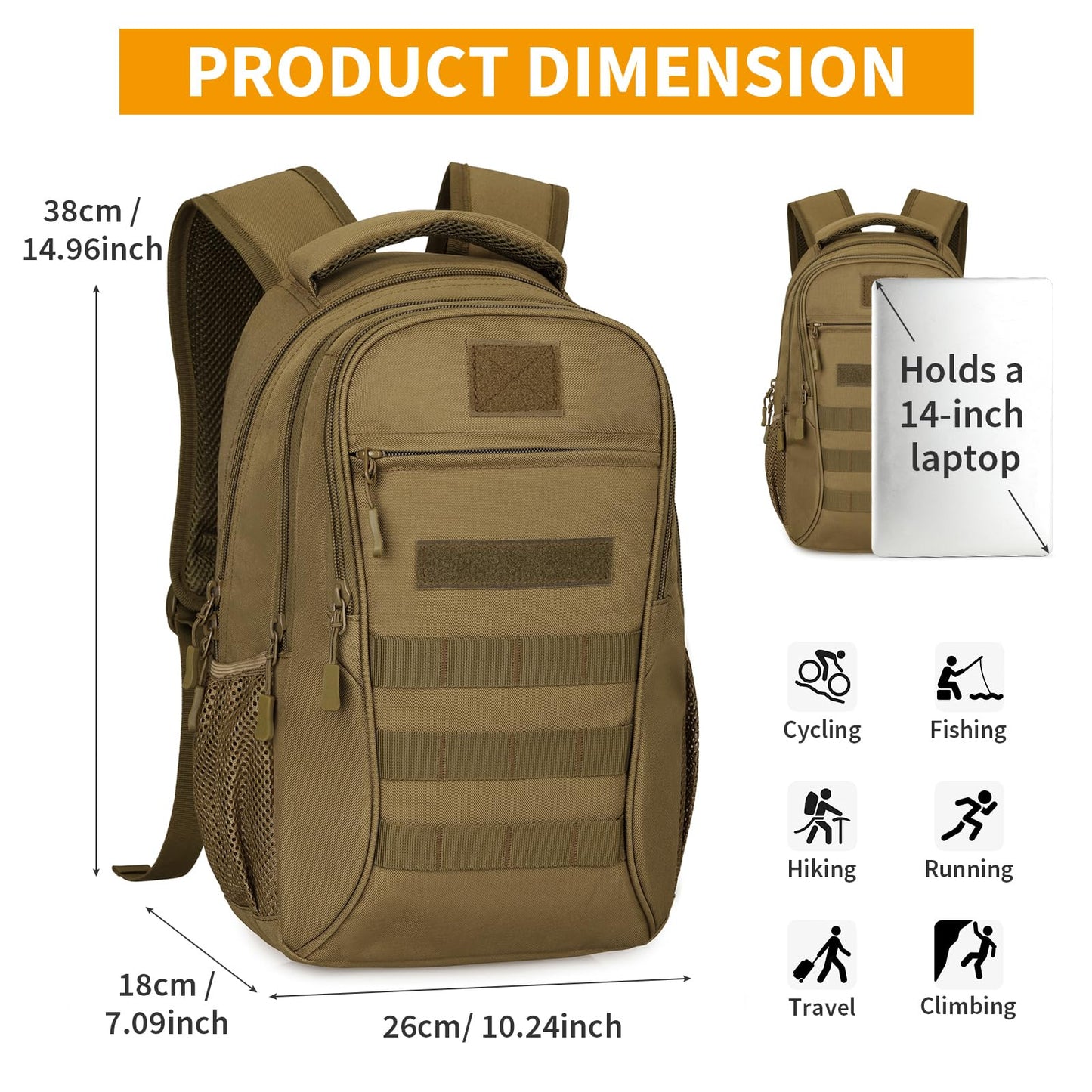 EBXN Mochila Militar Pequeña 15L