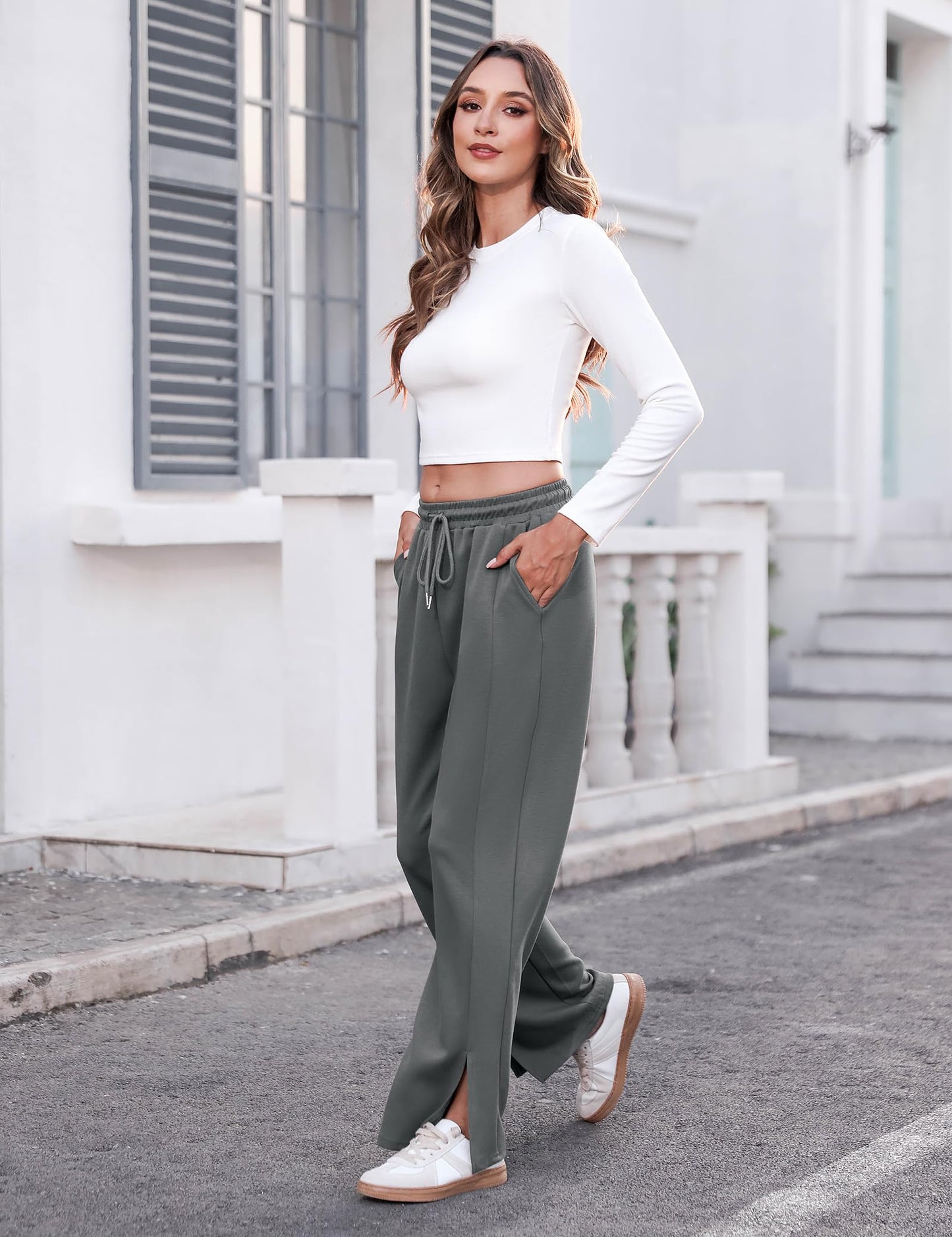 EBXN Pantalones Anchos Mujer