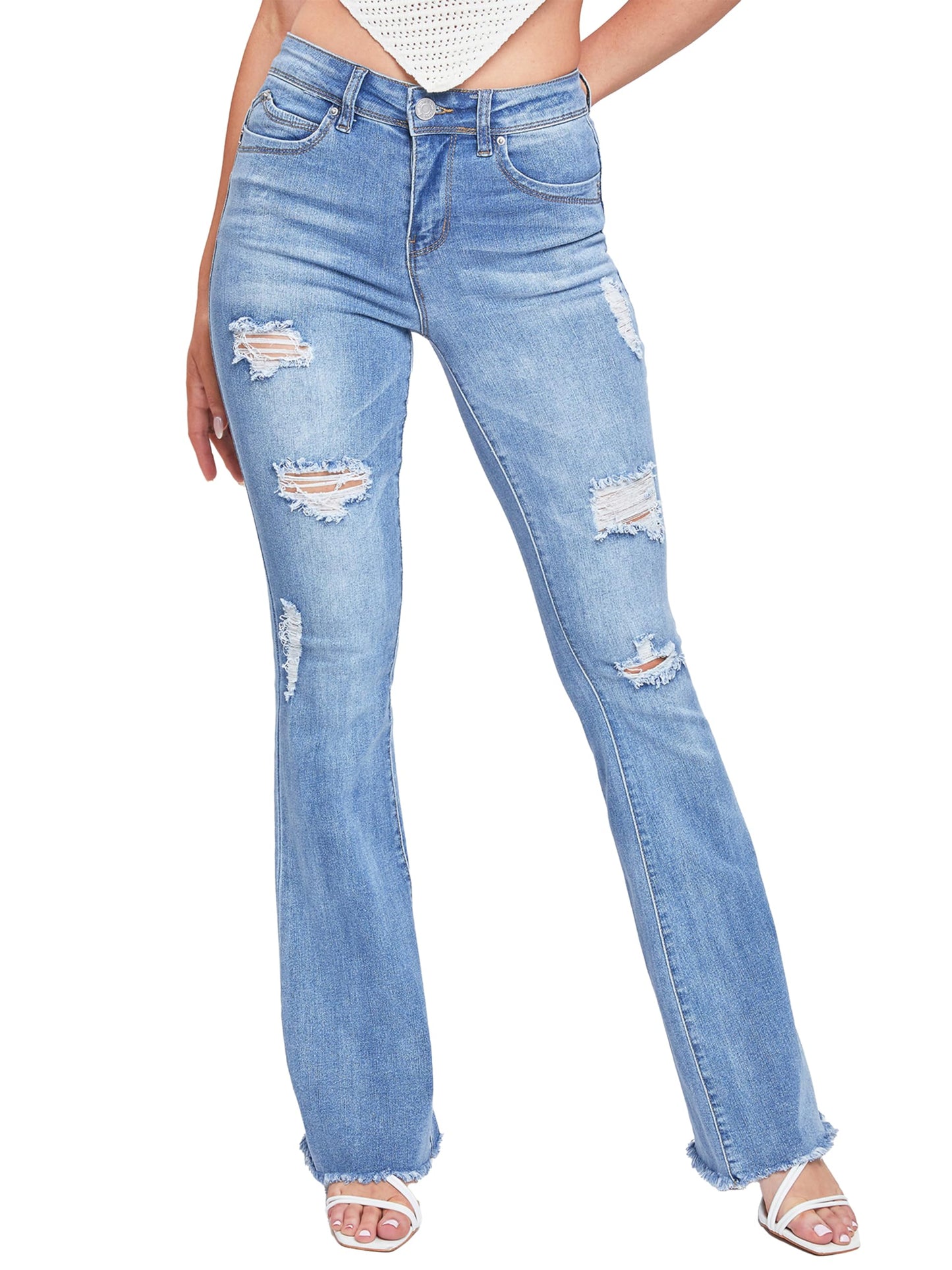 EBXN High Rise Super Flare Denim Jeans
