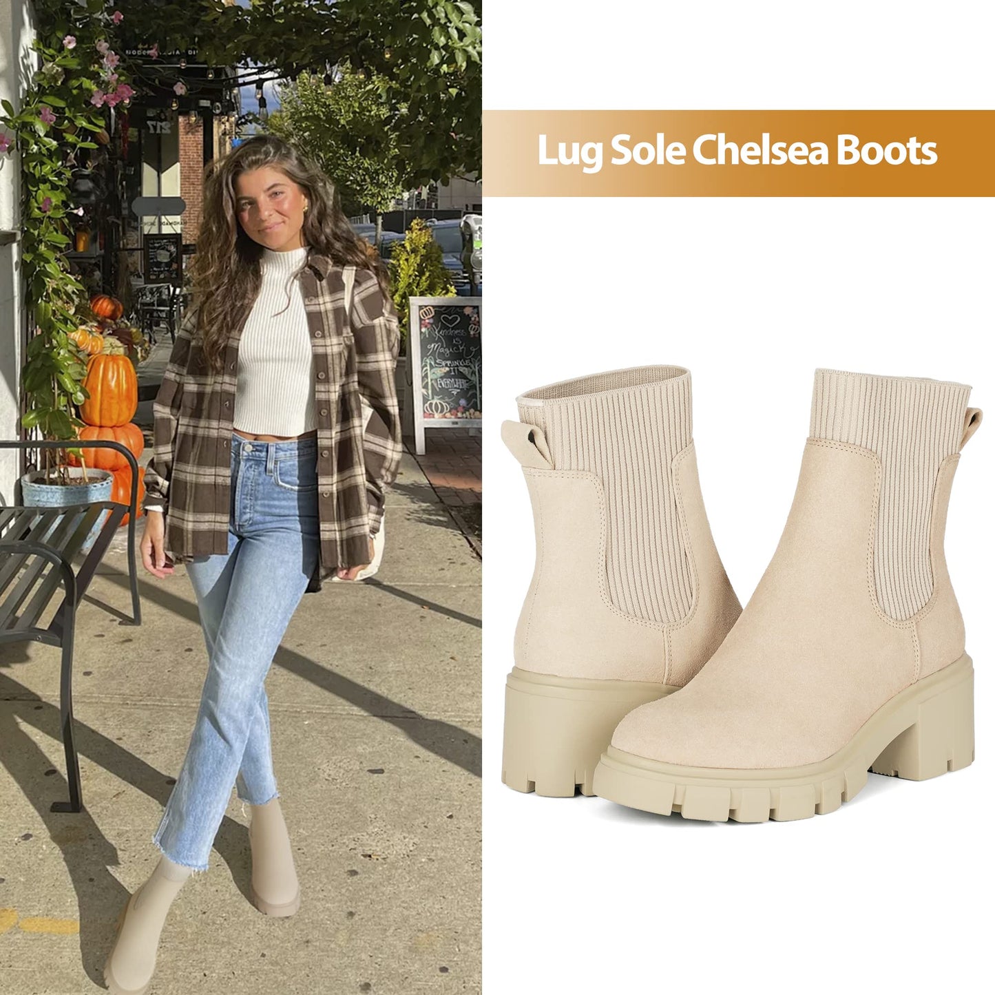 EBXN Women's Chelsea Boots Fashion Slip