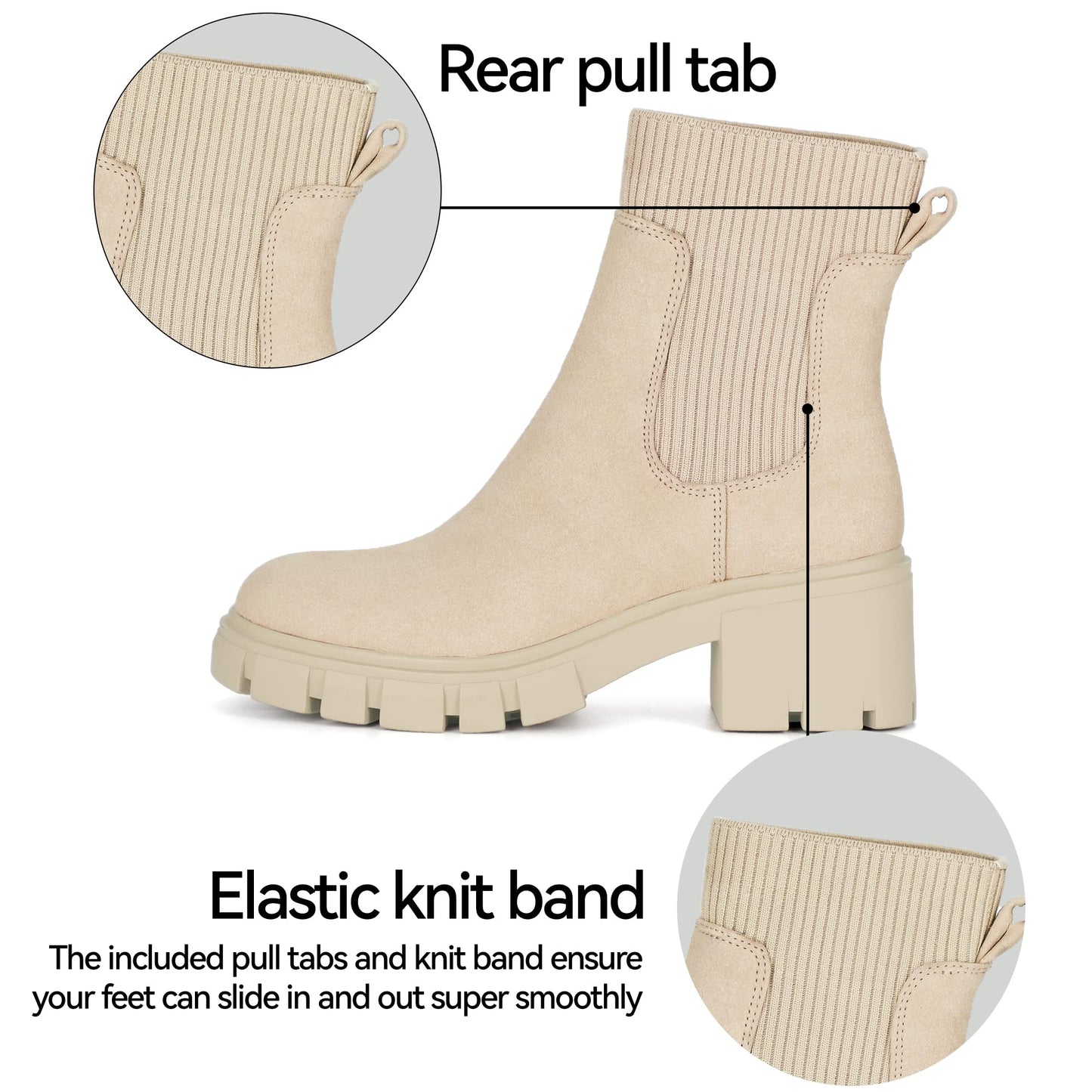 EBXN Women's Chelsea Boots Fashion Slip