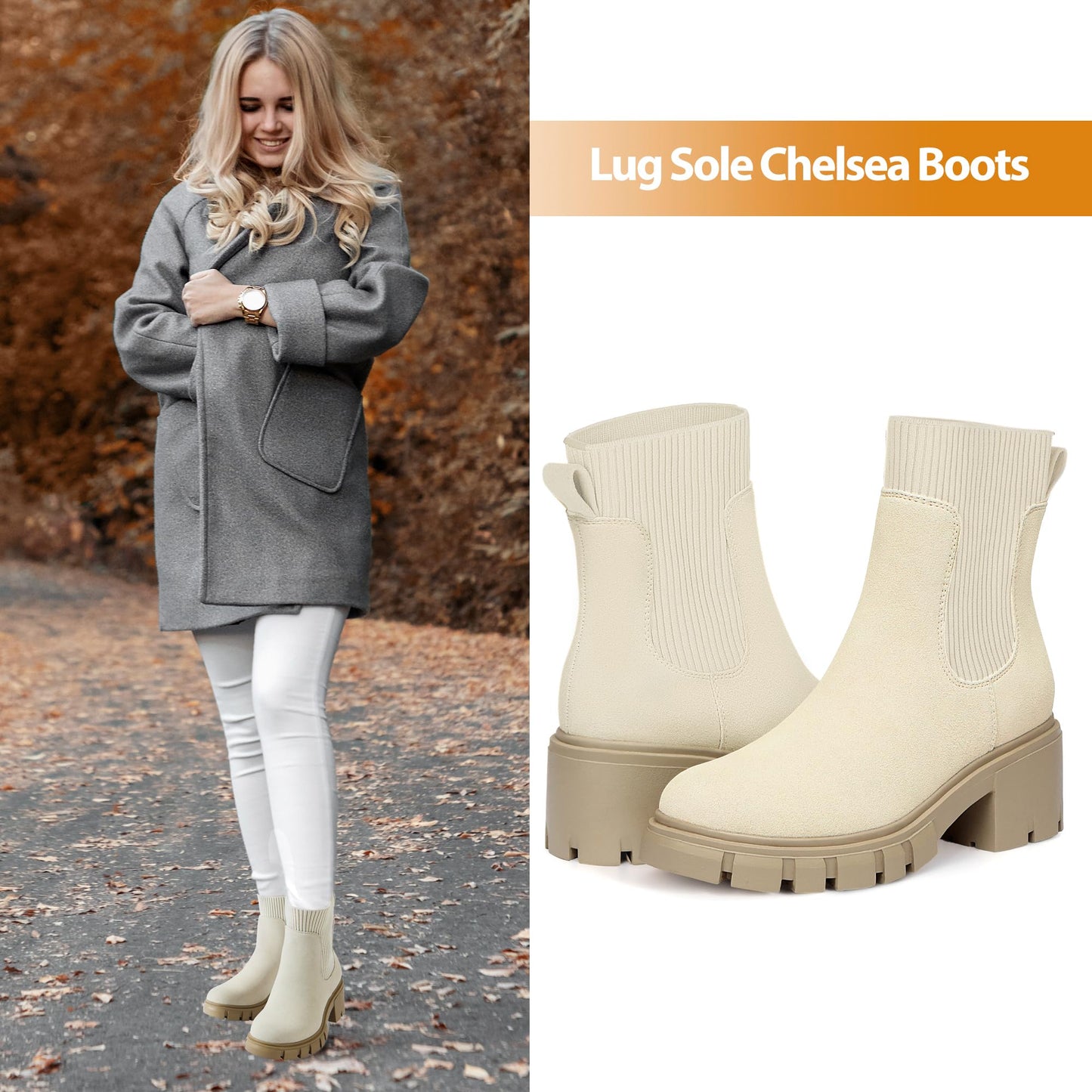 EBXN Women's Chelsea Boots Fashion Slip