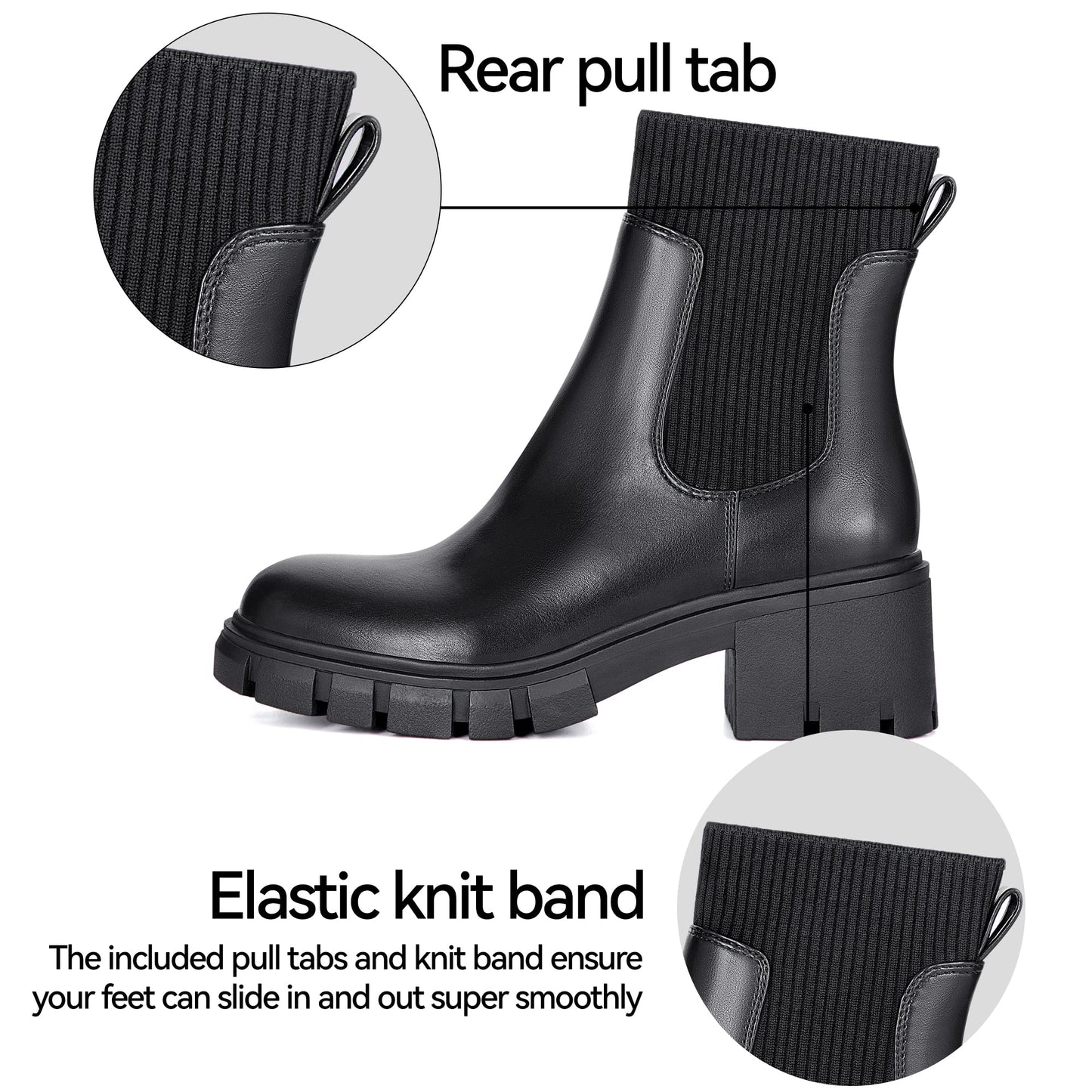 EBXN Women's Chelsea Boots Fashion Slip